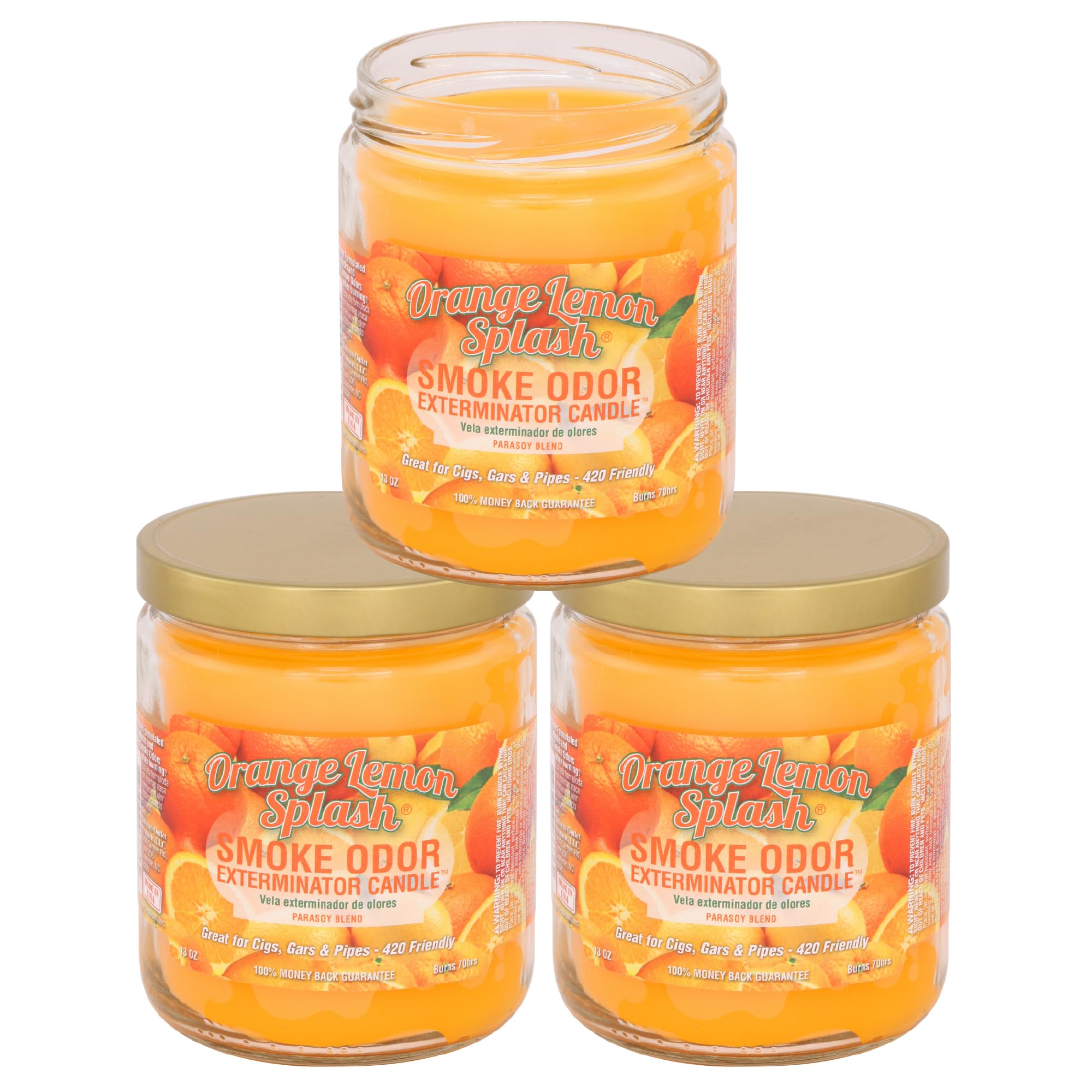 Vela Smoke Odor Exterminator naranja-limón para neutralizar olores del humo