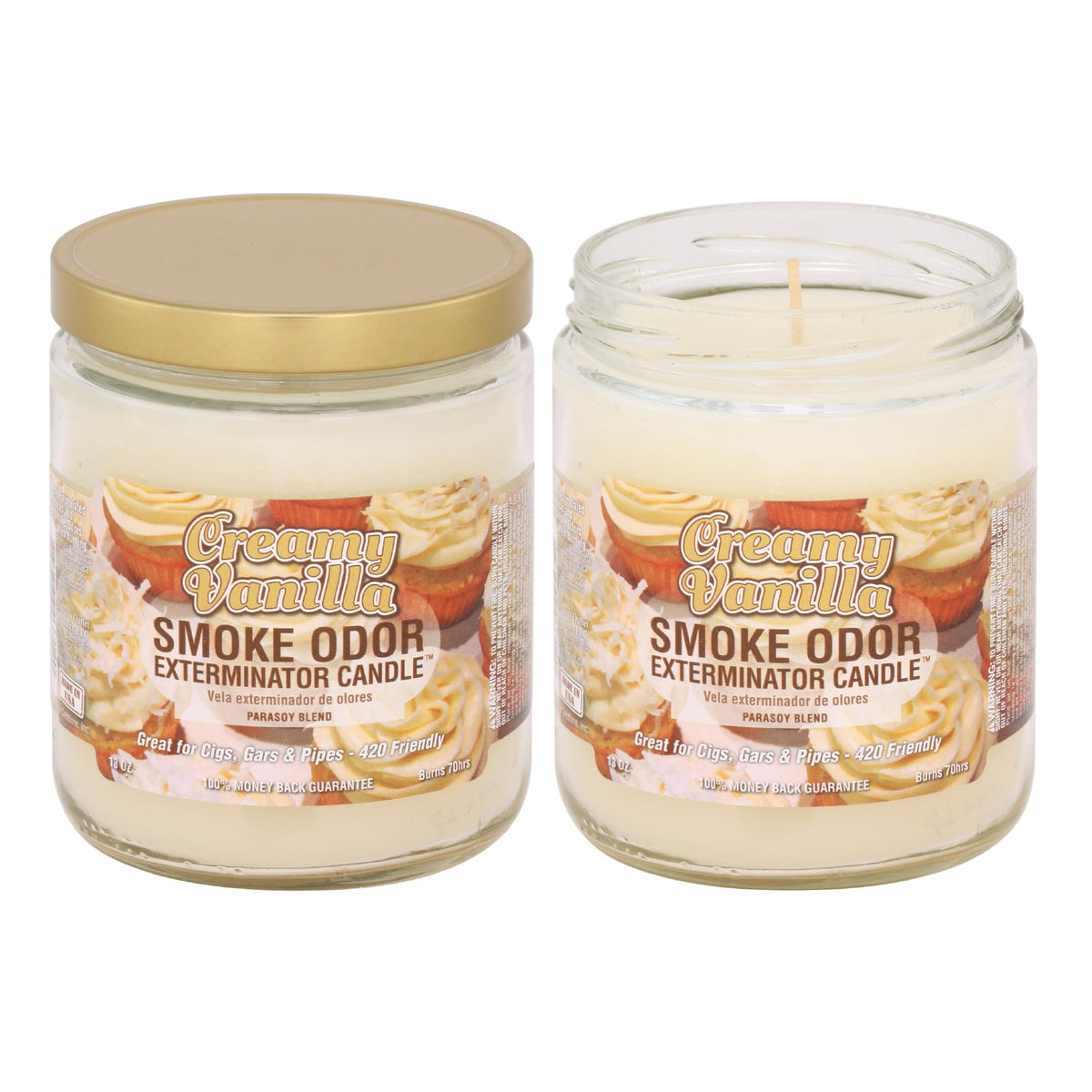 Vela Smoke Odor Exterminator crema vainilla, para neutralizar olores de humo en casa.