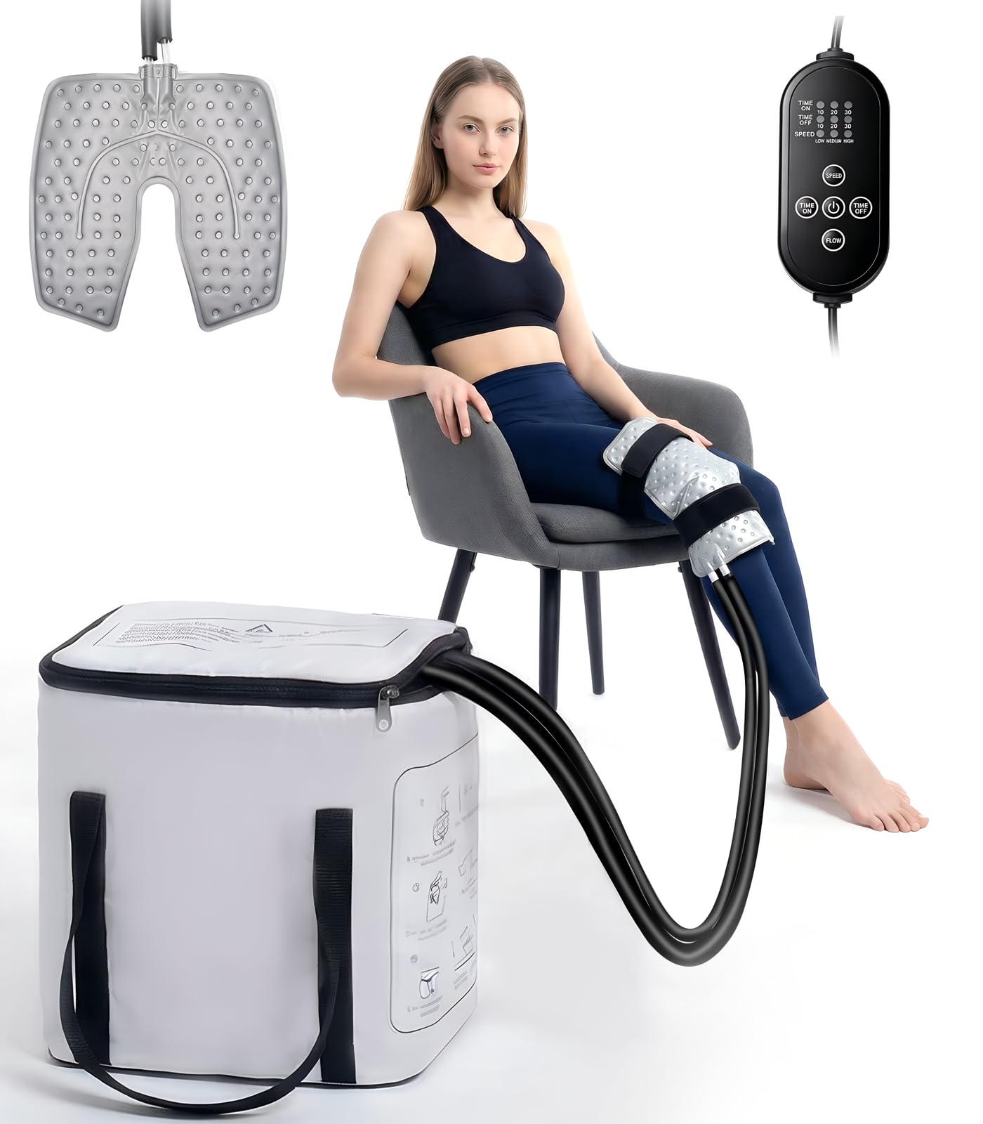 Smusrks máquina de hielo para rodilla con tanque aislado para recuperación postoperatoria prolongada.
