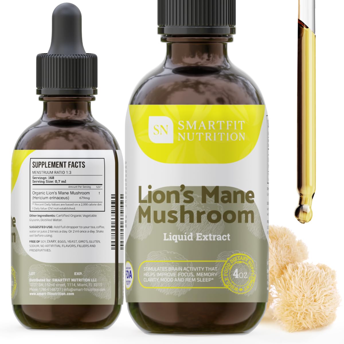 Botella de Lions Mane Extract de SN SMARTFIT para uso diario