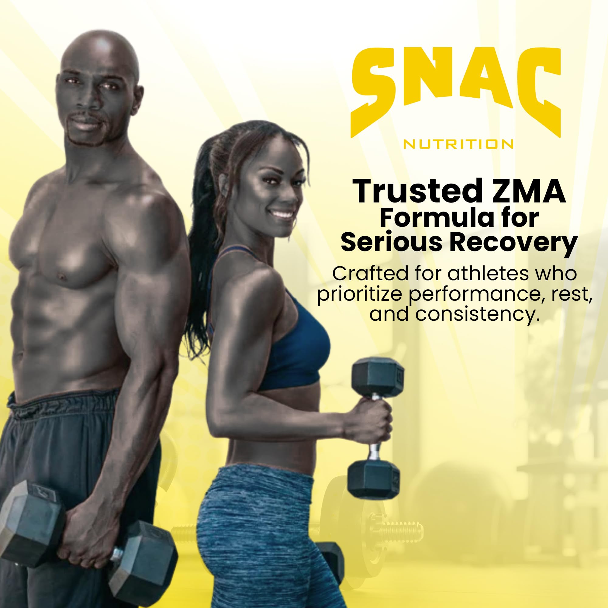 SNAC ZMA Original – mano de atleta sosteniendo cápsulas para la recuperación.