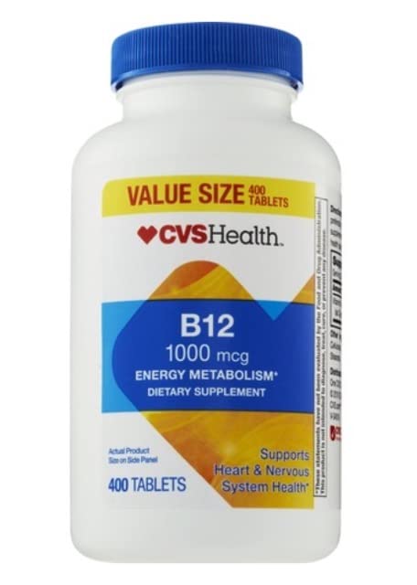 SNANA YBW CVS Health Vitamina B12, tabletas para apoyar la energía diaria.