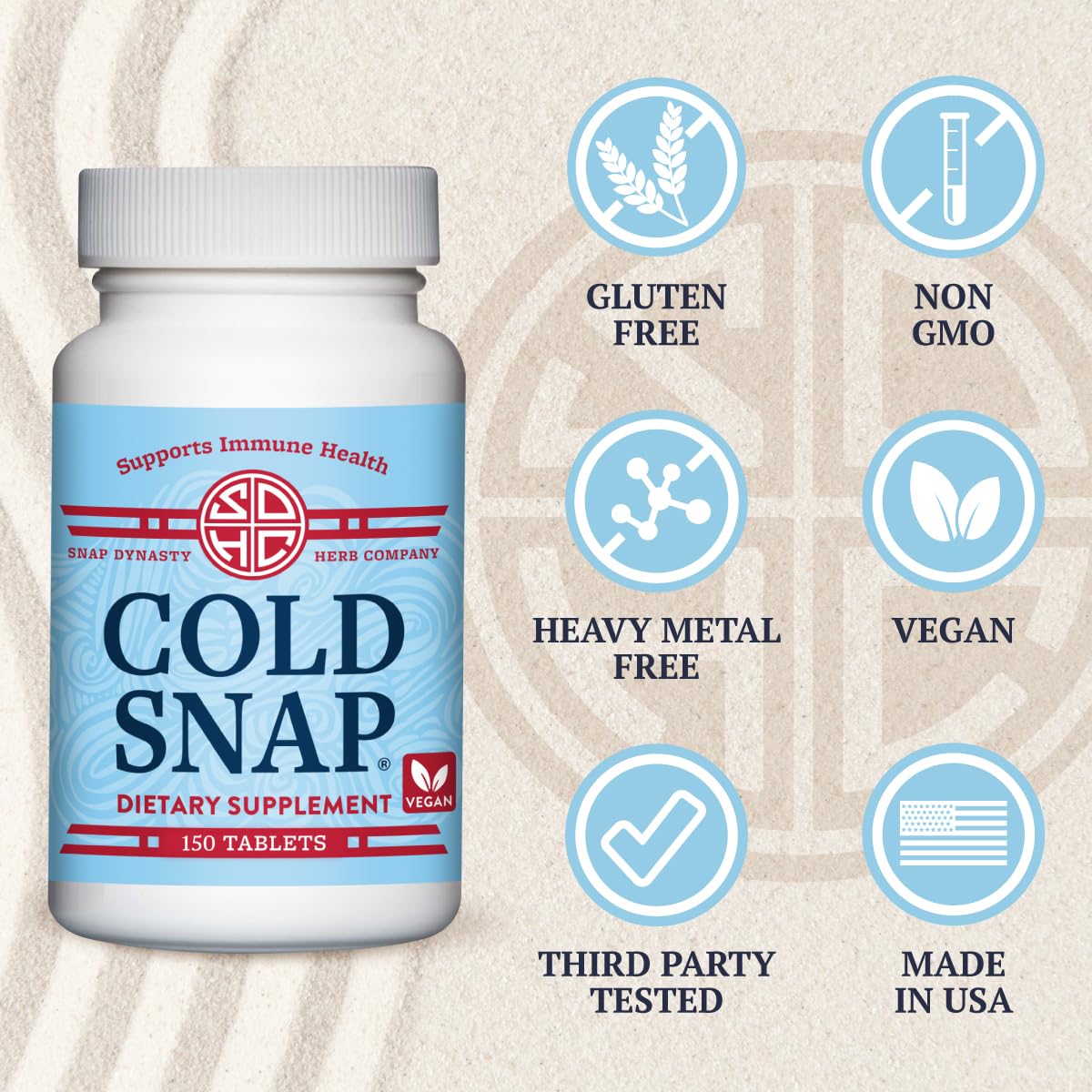 Detalle de tableta de Snap Dynasty Cold Snap para uso diario