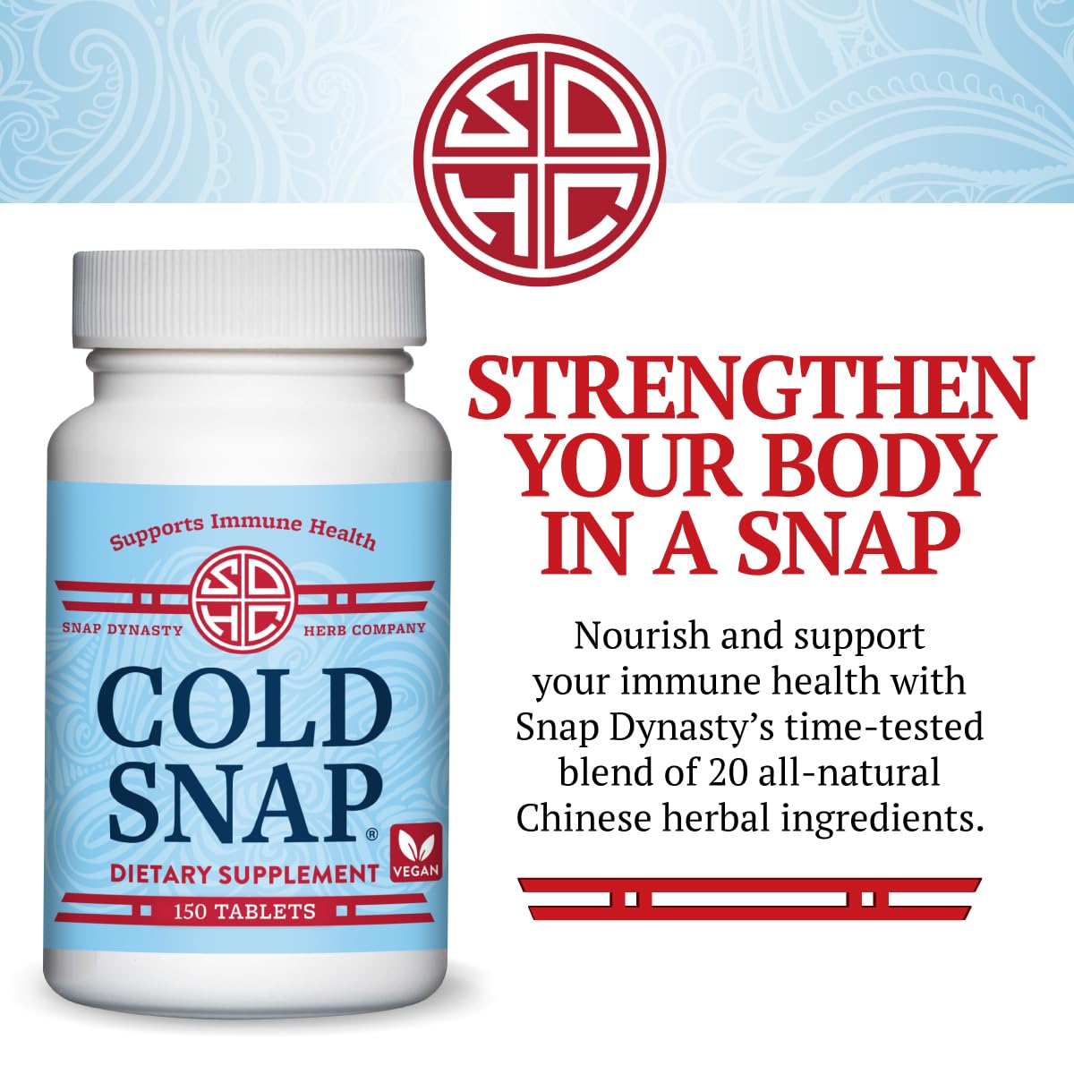 Etiqueta frontal de Snap Dynasty Cold Snap para reconocimiento rápido