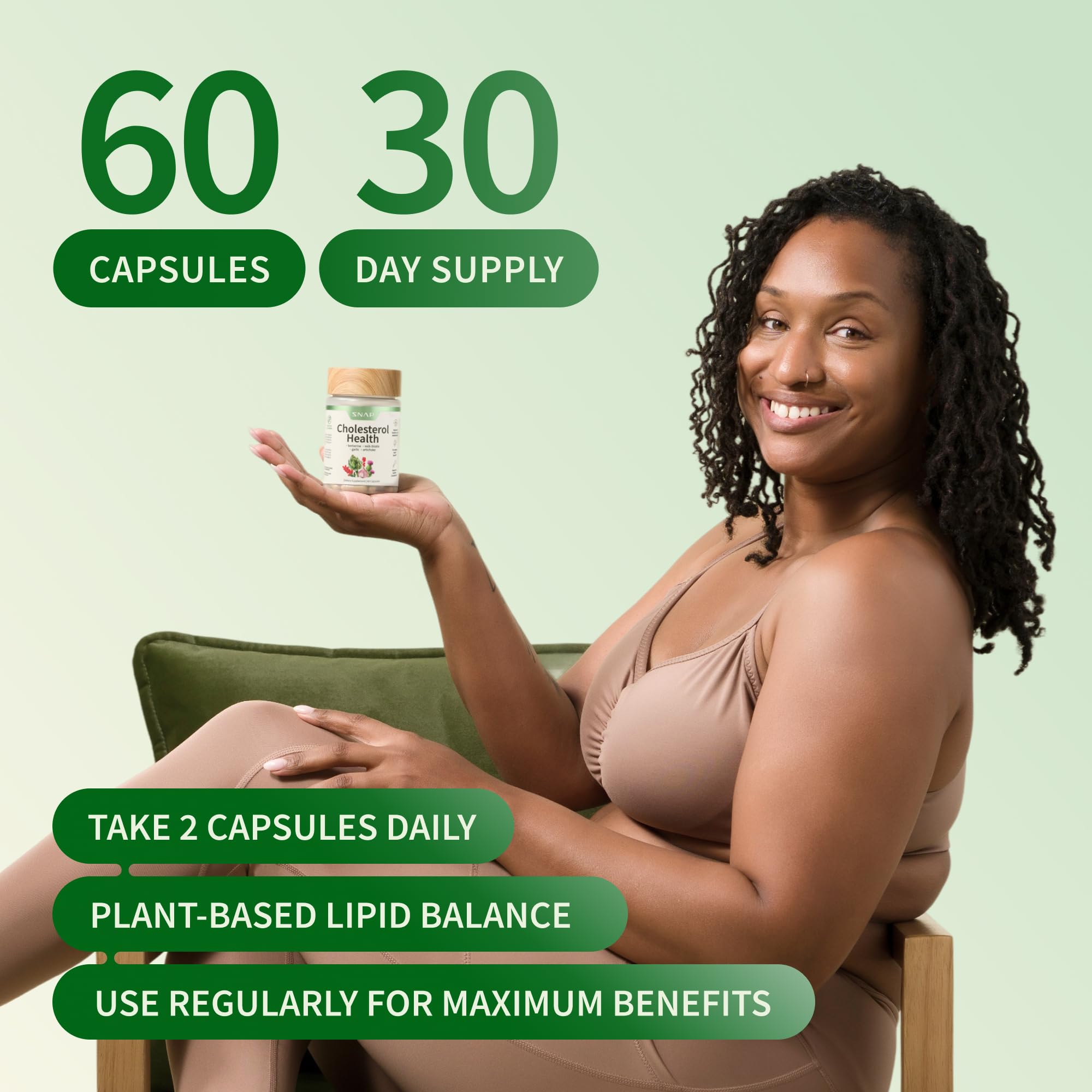 Snap Supplements Salud Colesterol: berberina encapsulada para balance metabólico