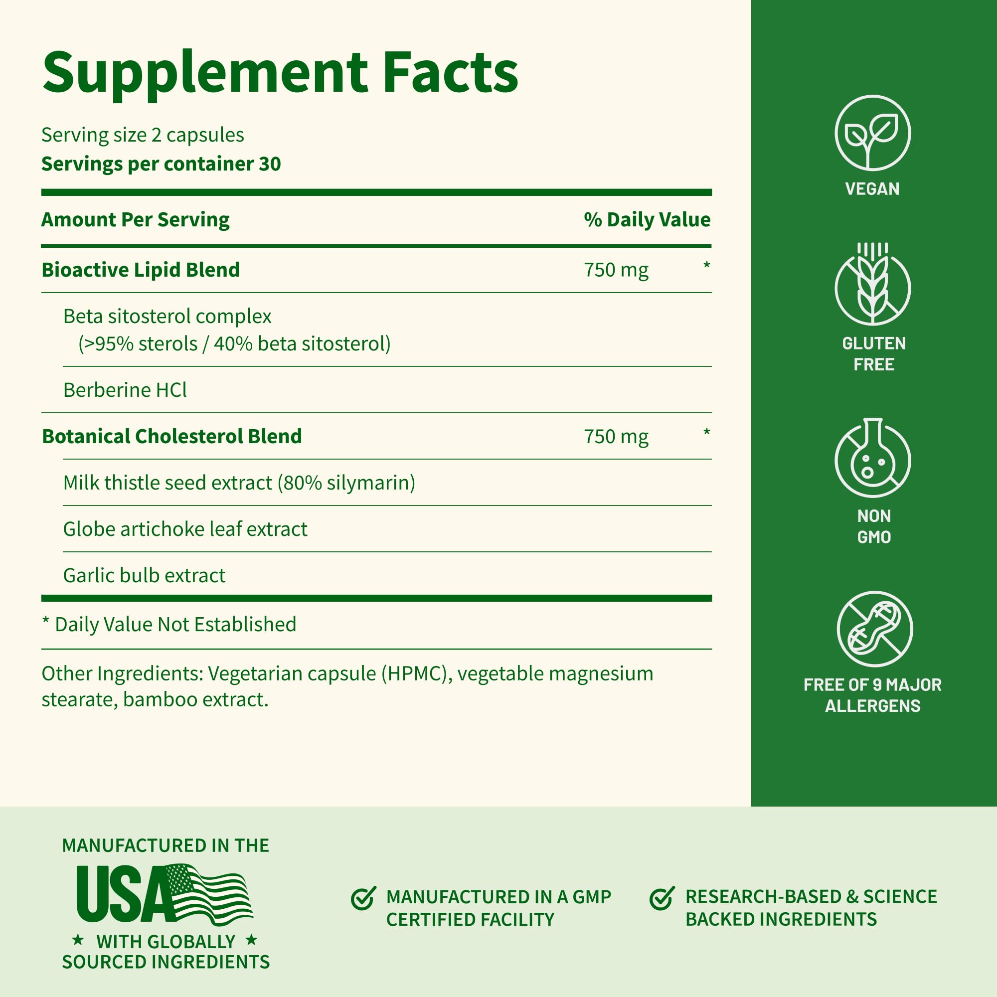 Snap Supplements Salud Colesterol: cápsulas aptas para veganos para uso diario