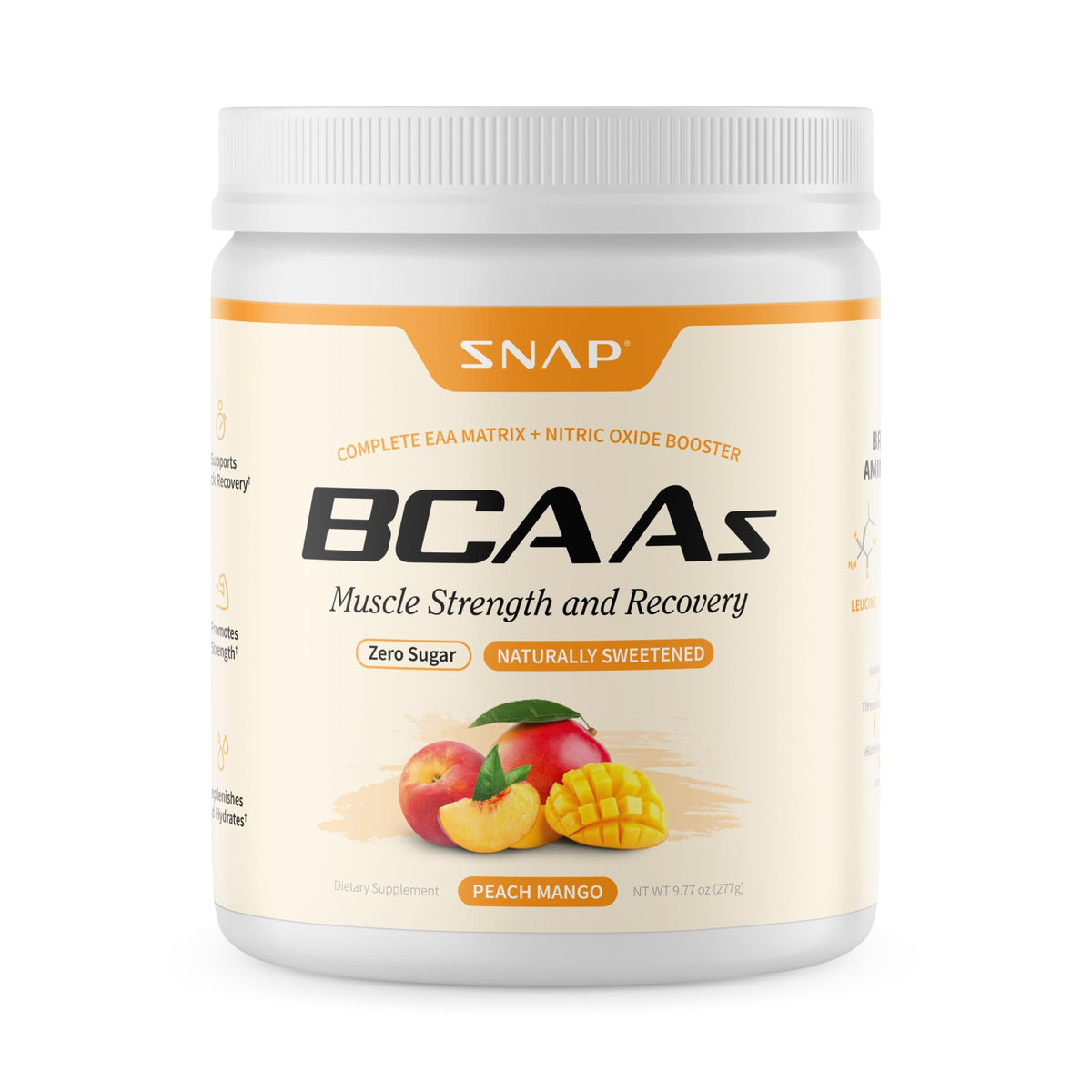 Snap Supplements BCAA en pote amarillo listo para entrenar