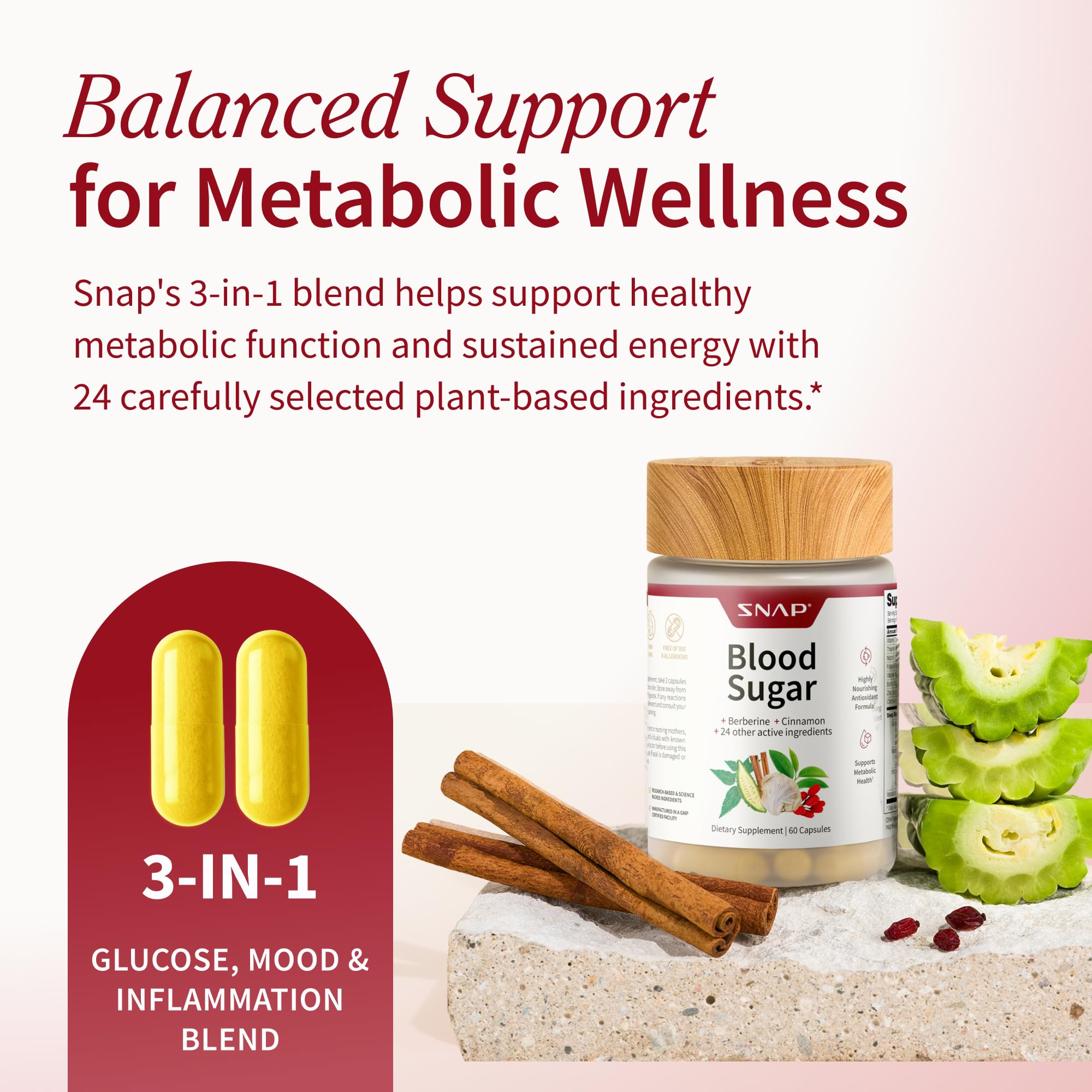 Snap Supplements Cápsulas veganas, fáciles de incorporar a la rutina diaria.