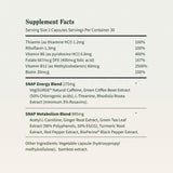 Etiqueta clara de Snap Supplements Energy & Metabolism con información clave.
