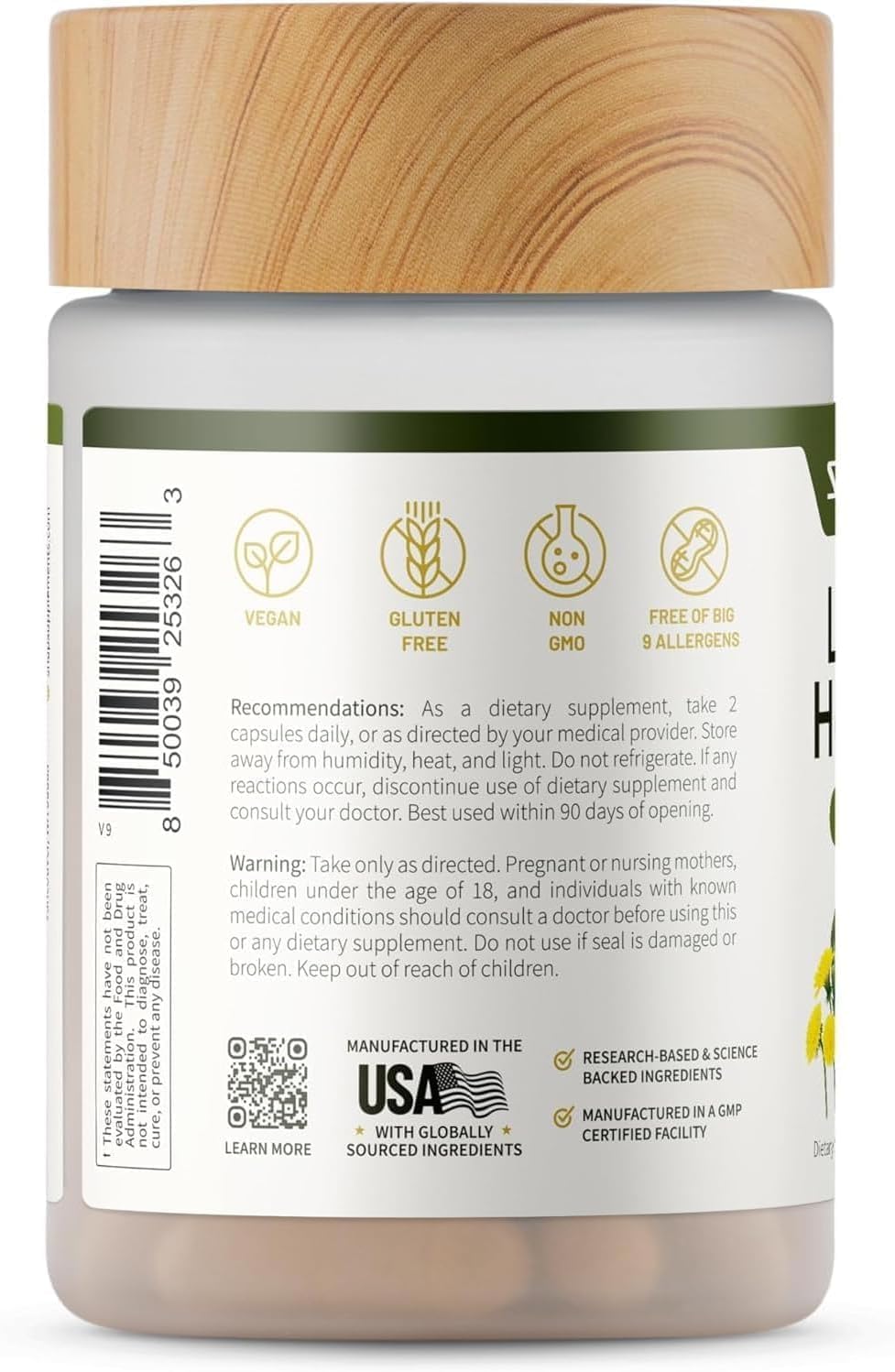 Snap Supplements Fabricado en EEUU: fórmula sin OGM y alérgenos.