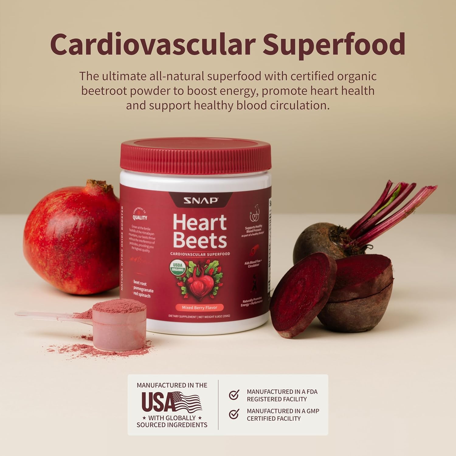 Heart Beets: cuchara medidora para dosis precisas.
