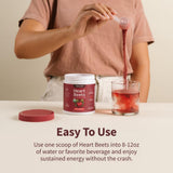 Heart Beets: etiqueta clara que facilita identificar ingredientes y usos.