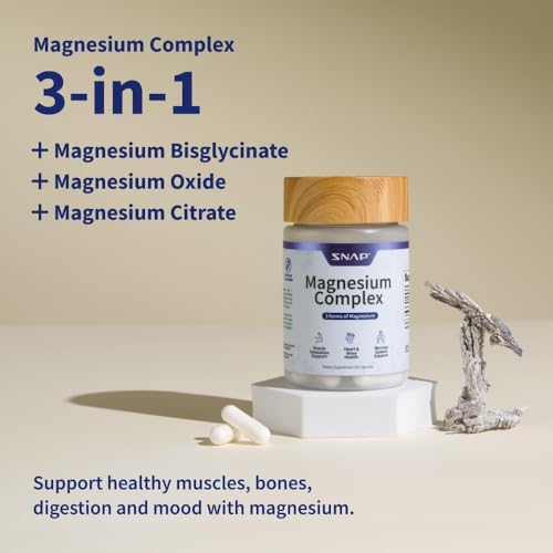 Snap Supplements magnesio bisglicinato: cápsula suave para apoyo muscular.