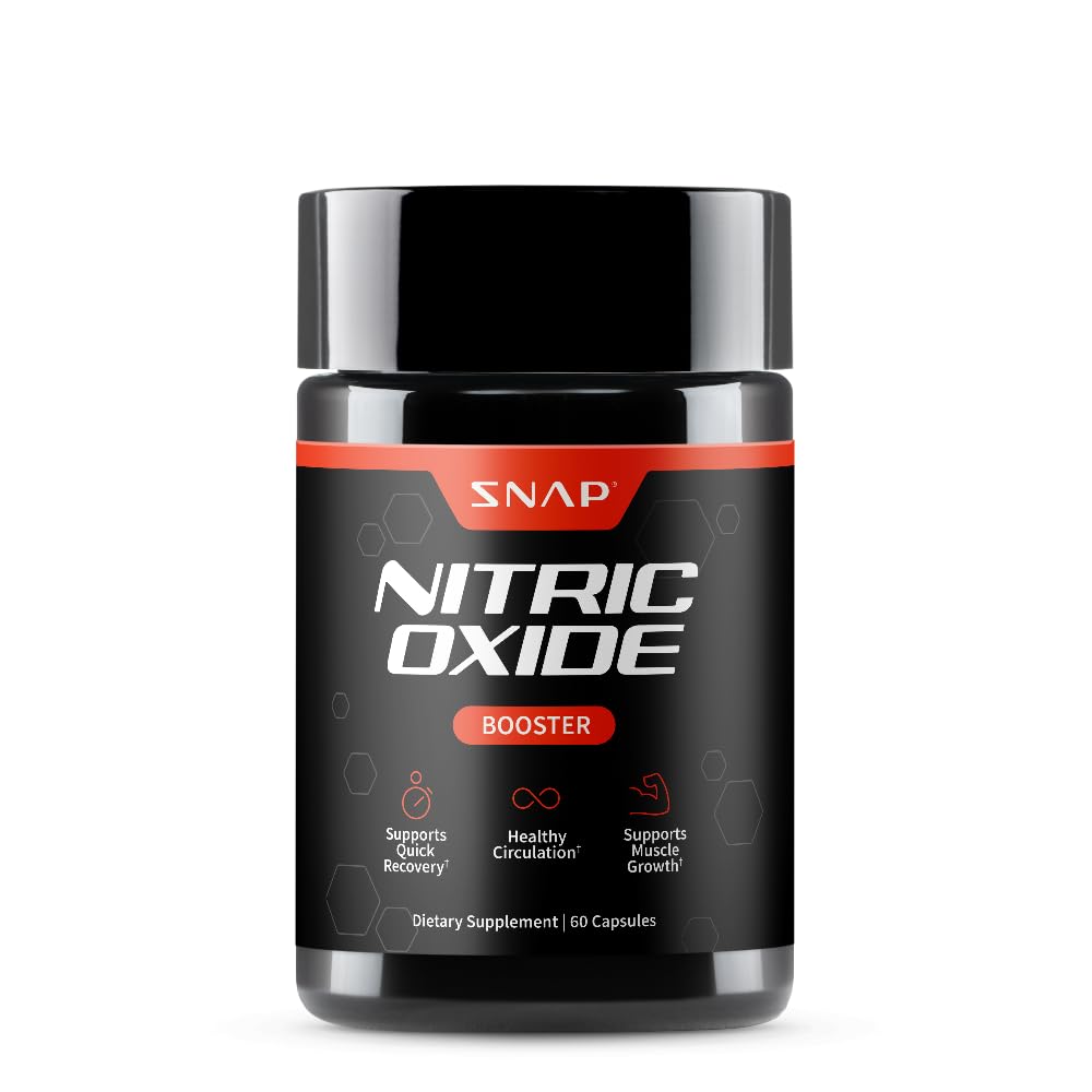 Snap Supplements Nitric Oxide: botella que simboliza energía natural para la jornada