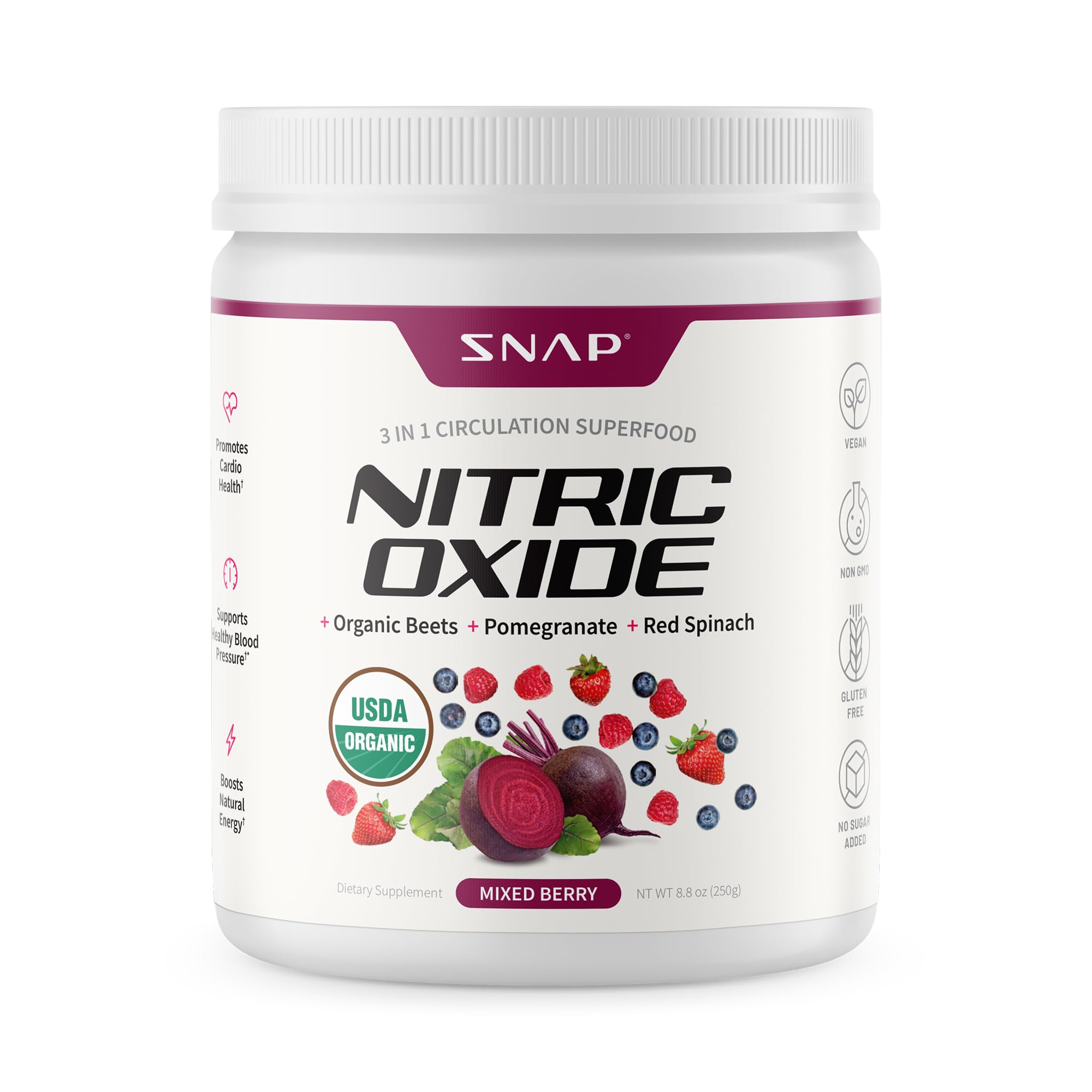 Snap Supplements: polvo orgánico de remolacha para energía natural en el día a día.