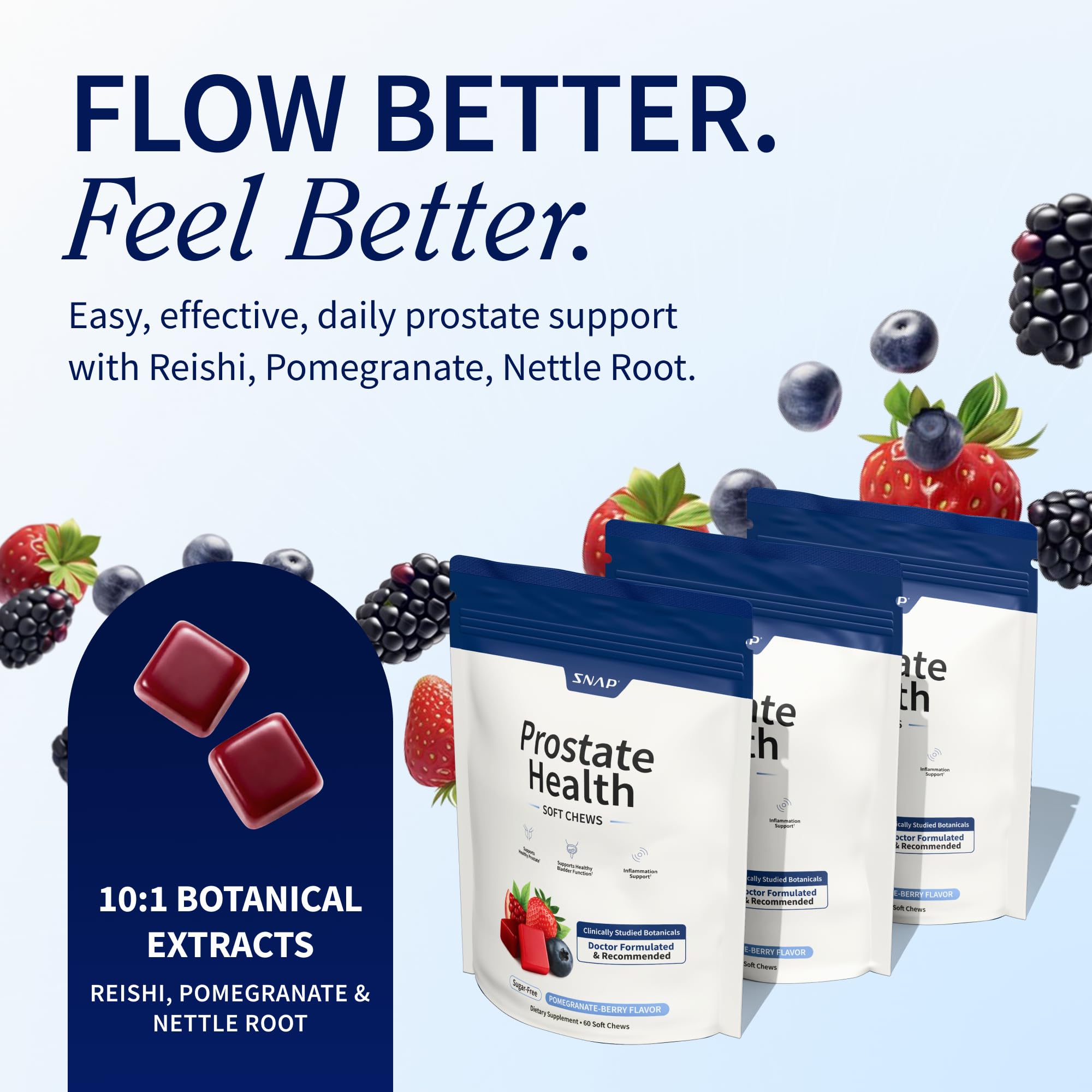 Snap Supplements Prostate Health: gominolas sabor granada fruta para bienestar urinario