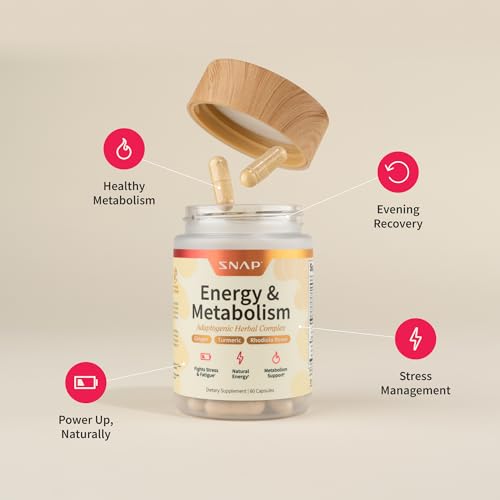 Rhodiola rosea en Snap Supplements Energy & Metabolism para balance emocional.