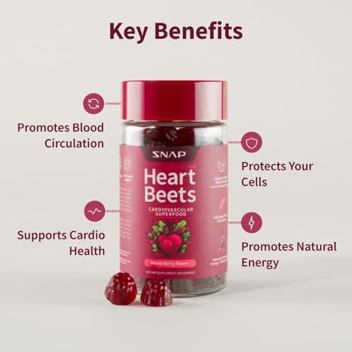 Heart Beets sabor cereza, gominola sin azúcar de Snap Supplements