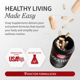 Escena de gimnasio con Snap Supplements Testosterona en primer plano.