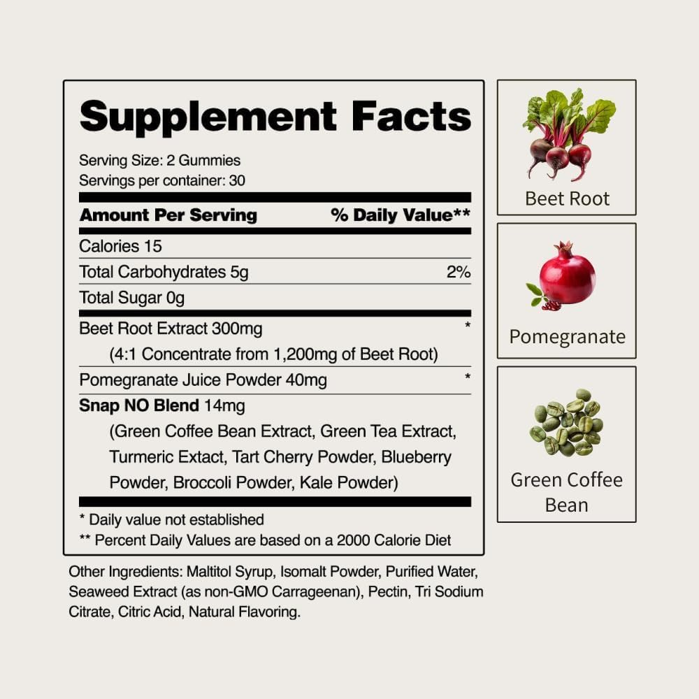 Producto vegano y sin alergenos de Snap Supplements Heart Beets