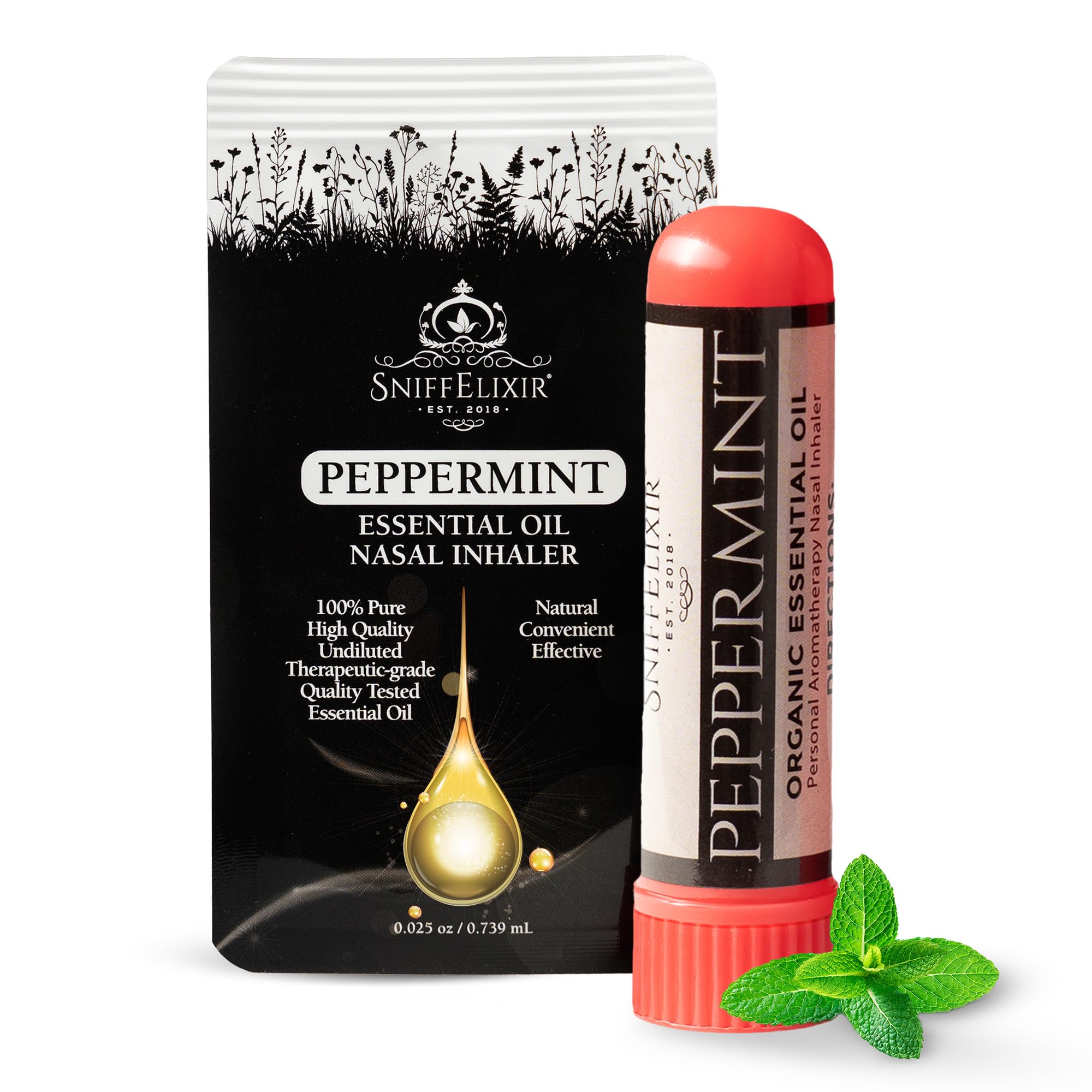 SniffElixir inhalador nasal mentolado, aroma refrescante para empezar el día.