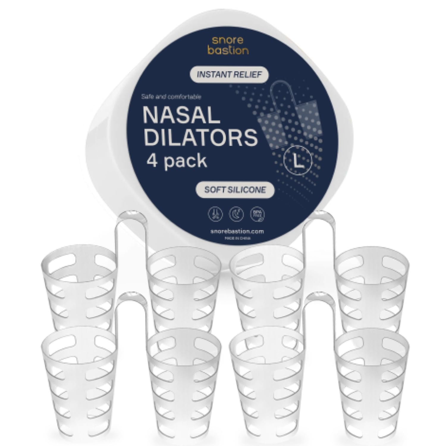 Snore Bastion dilatadores nasales grandes: conjunto de 4 para mejorar la respiración nocturna.