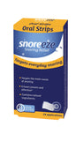 Snoreeze tiras orales en sobre para uso nocturno y descanso más tranquilo.