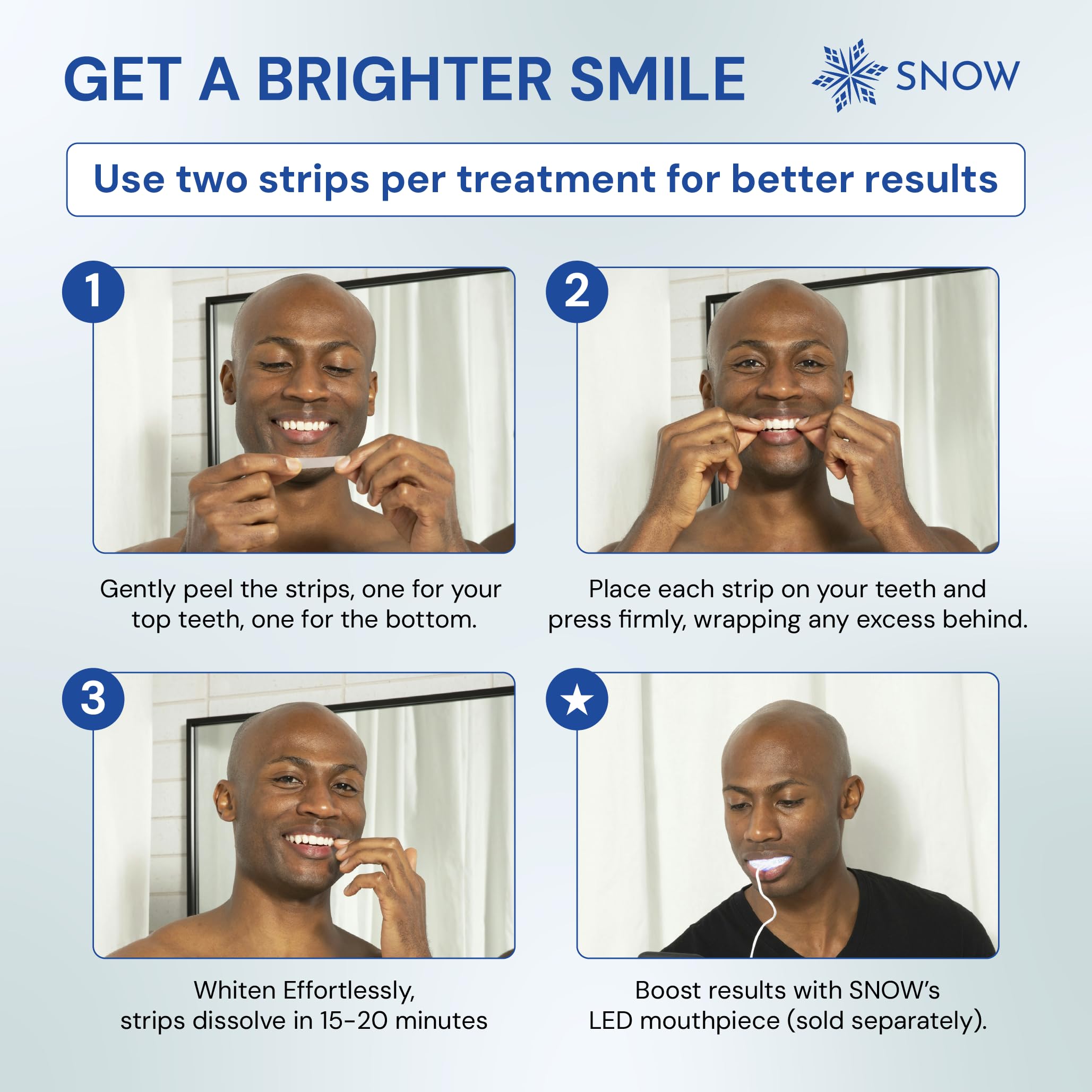 Snow DiamondSeries Strips mantiene comodidad dental durante el tratamiento.