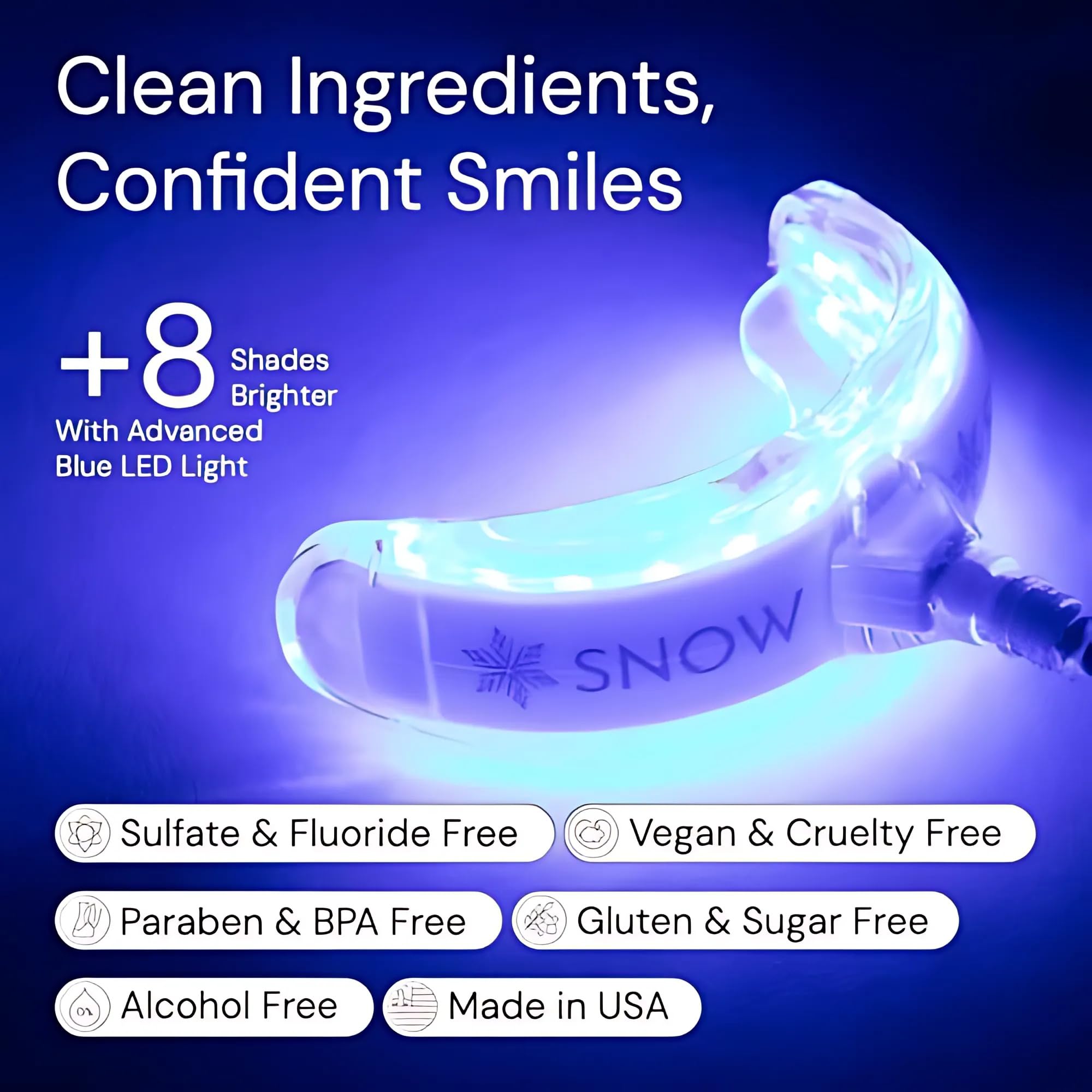 Snow LED facilita blanqueamiento rápido en minutos para sonrisas brillantes