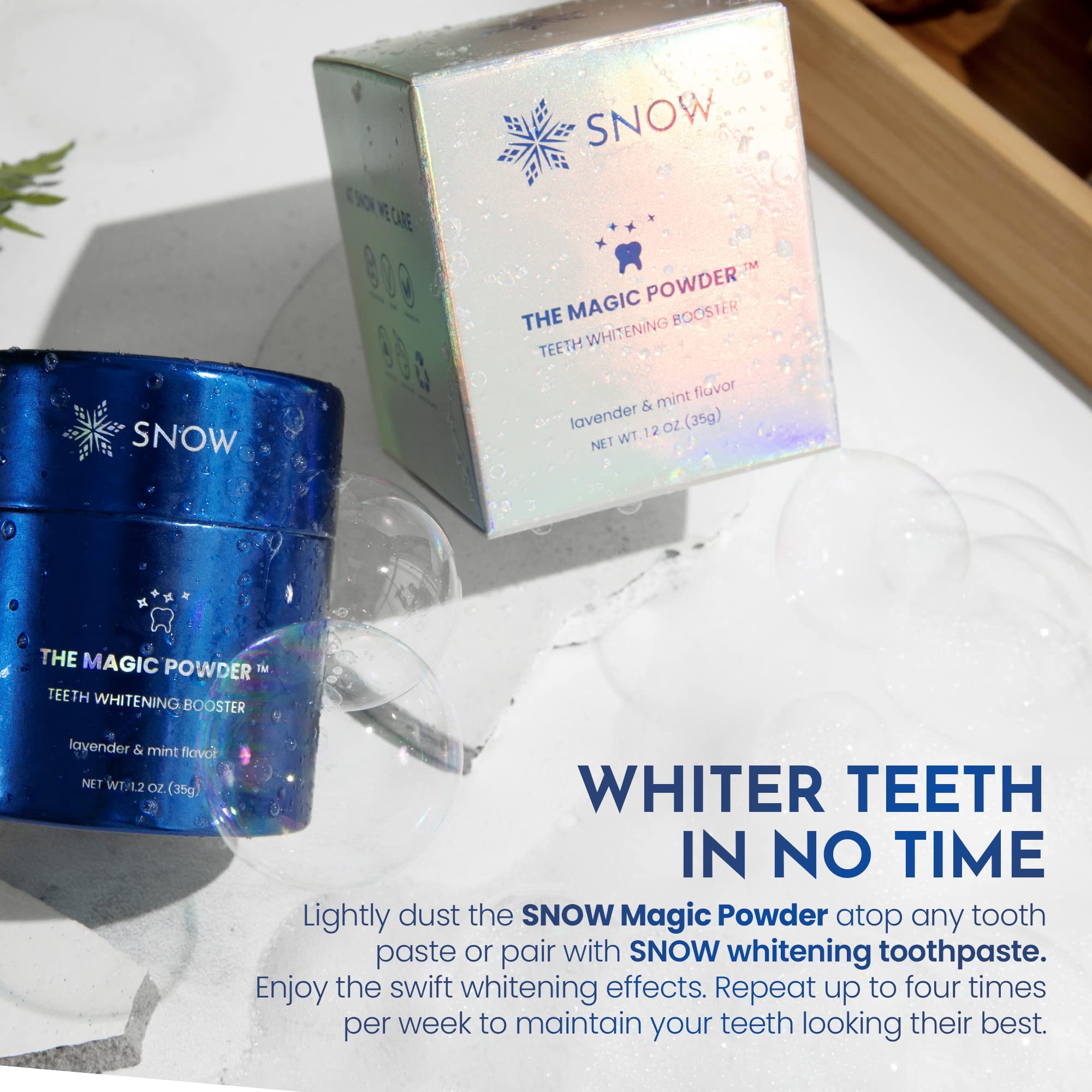 Snow Magic combinación con cepillo LED para resultados claros.