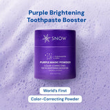 SNOW Polvo Mágico Púrpura: aplicación en el cepillo dental para resultados visibles