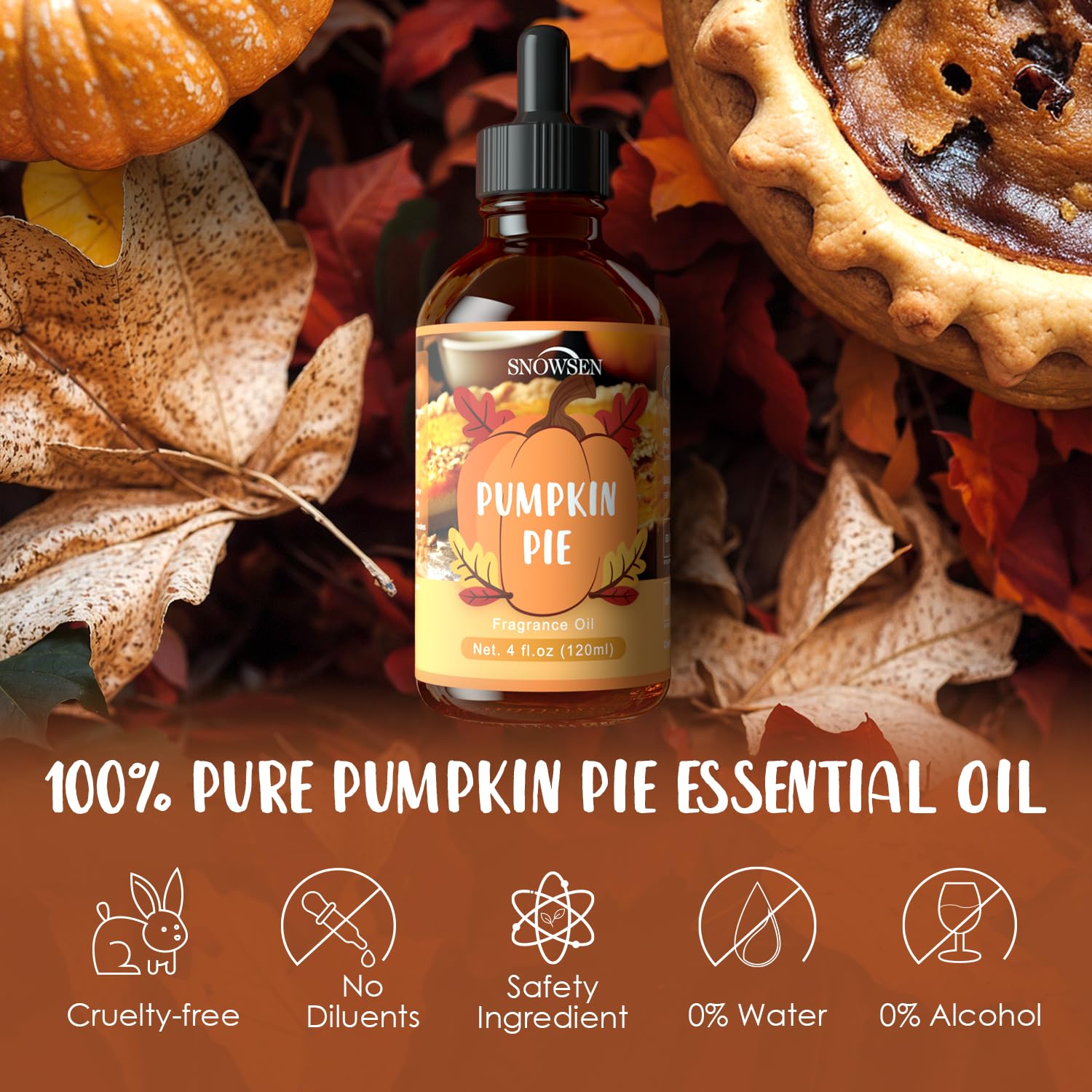 SNOWSEN aceite de tarta de calabaza en botella ámbar para conservar la fragancia