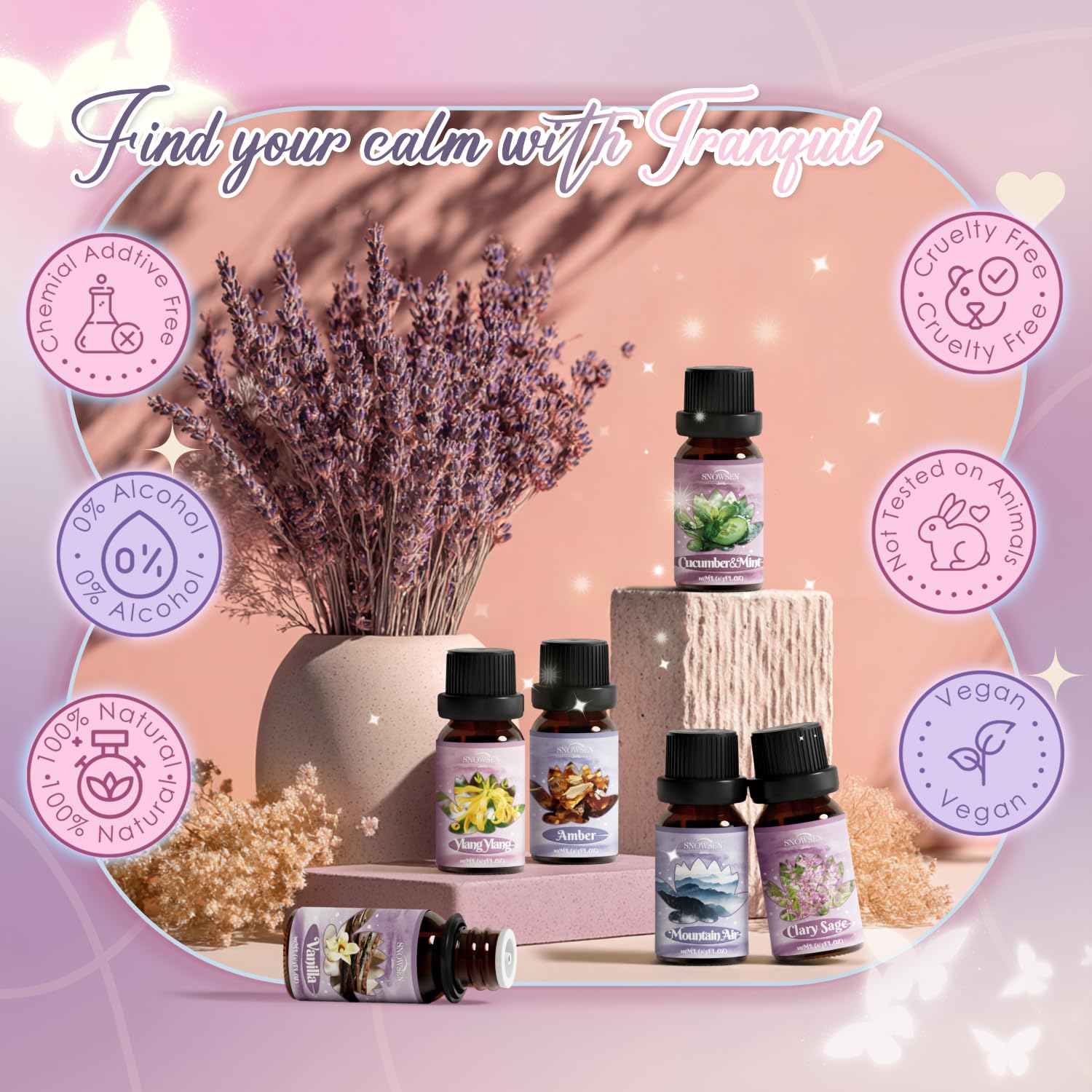 SNOWSEN aceite esencial vainilla para difusor, crea un ambiente cálido.