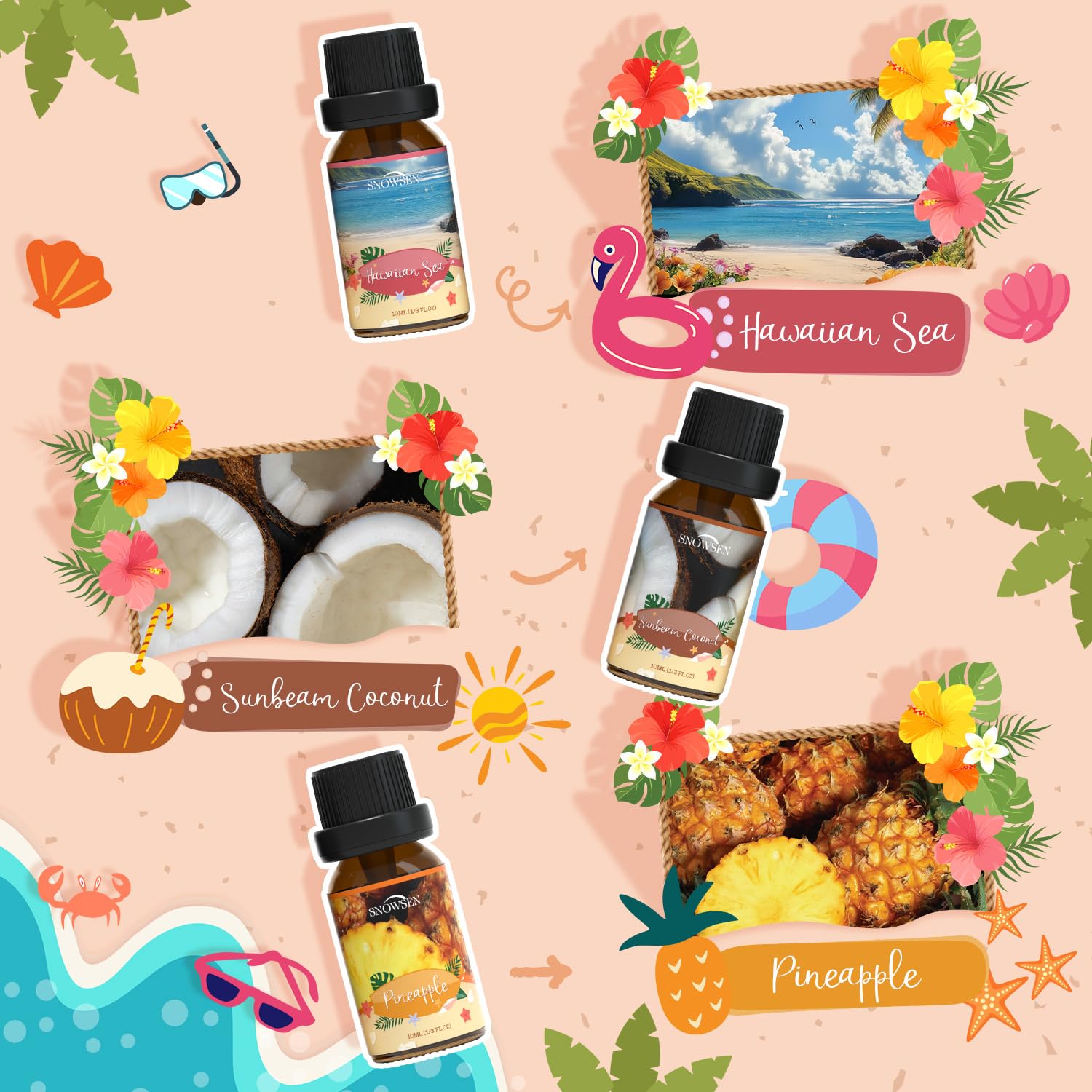 SNOWSEN Beach Mar Hawaiano: refuerza ambientes con difusor y experiencias sensoriales.