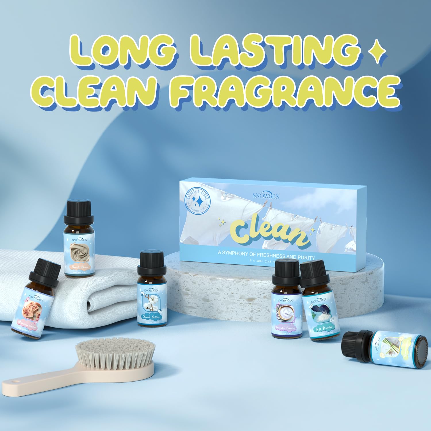 SNOWSEN set de aceites: botella Lino Fresco para dormitorio perfumado
