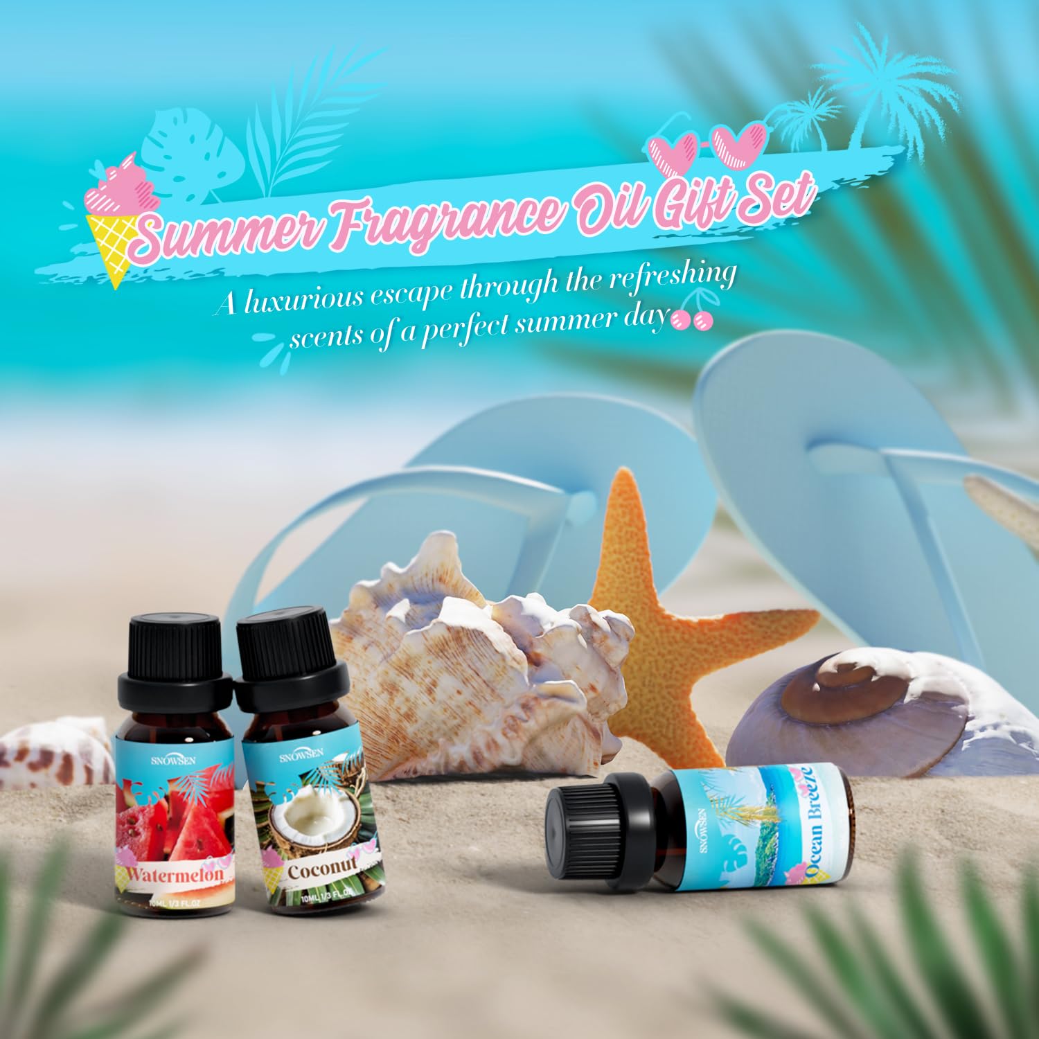 SNOWSEN Set Verano Coco: aroma cremoso para difusor y relajación.