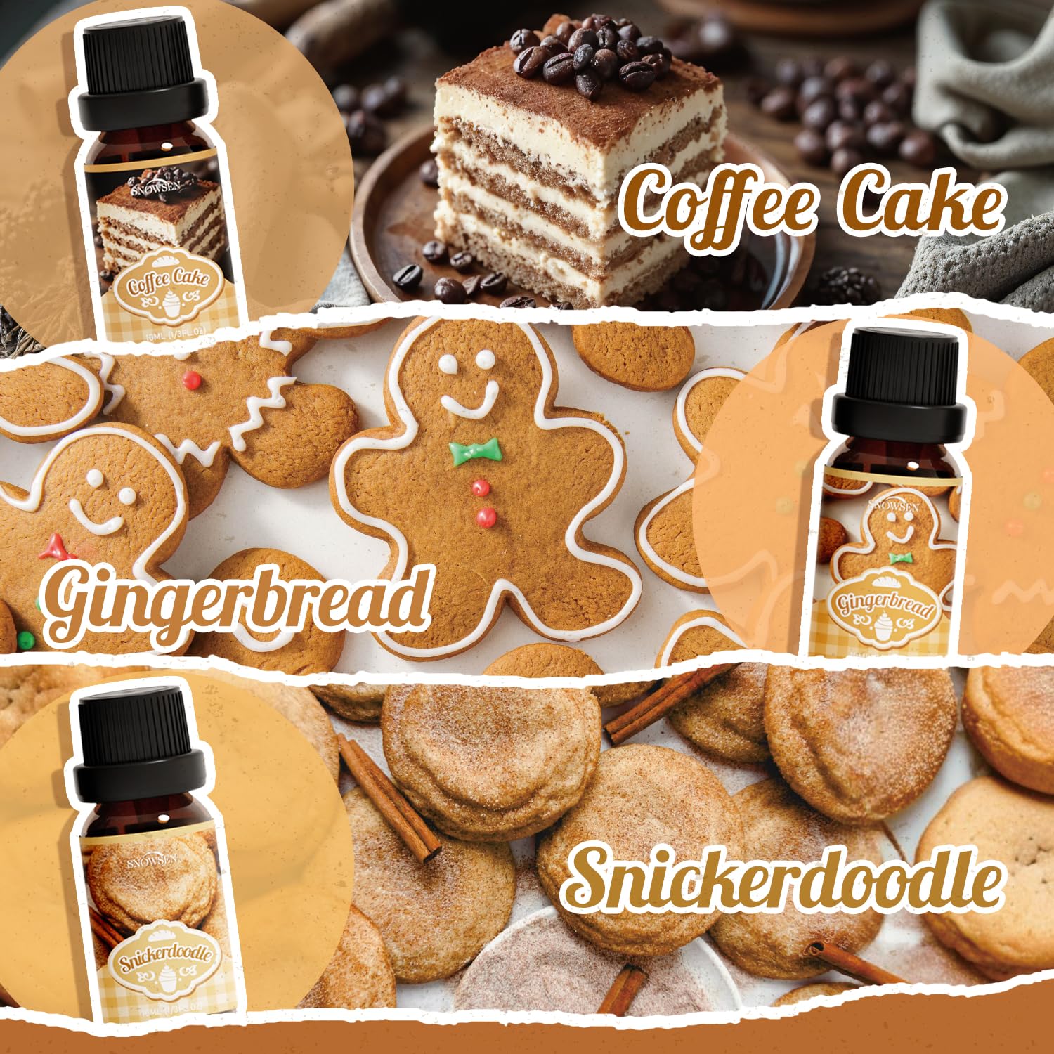 SNOWSEN aceites para difusor con cupcake de chocolate, fragancia dulce para ambiente festivo