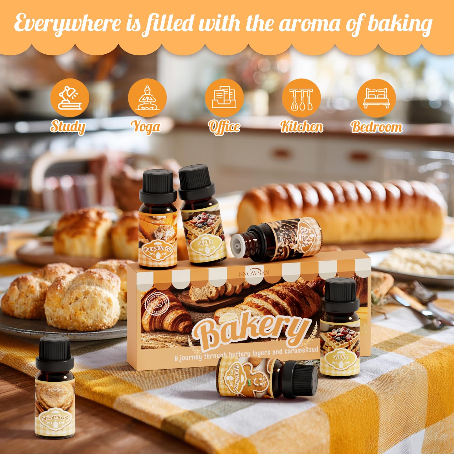 SNOWSEN aceites para difusor con pastel de café, aroma reconfortante para mañanas