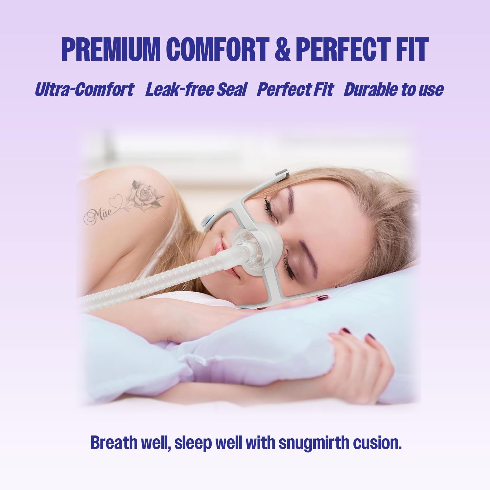 Snug Mirth: sello antifugas AirFit N20 para ajuste estable.