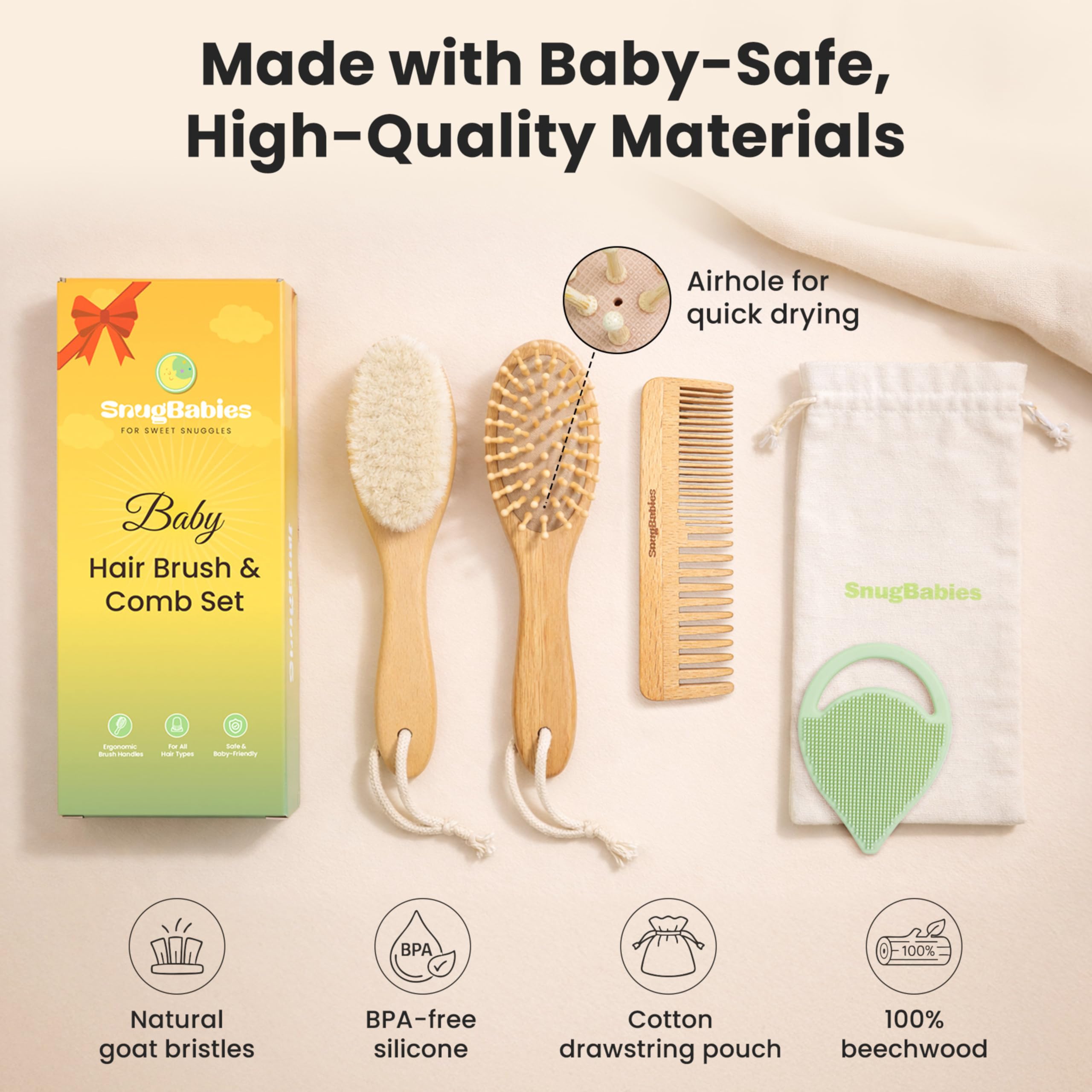 Snugbabies cepillo para costra capilar con silicona suave.