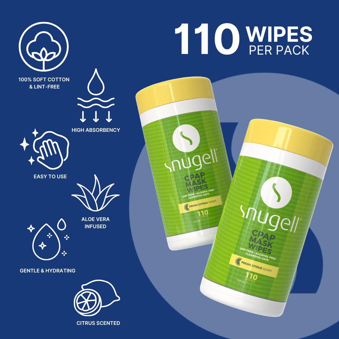 Envase con apertura fácil de Snugell para limpieza diaria de dispositivos CPAP.
