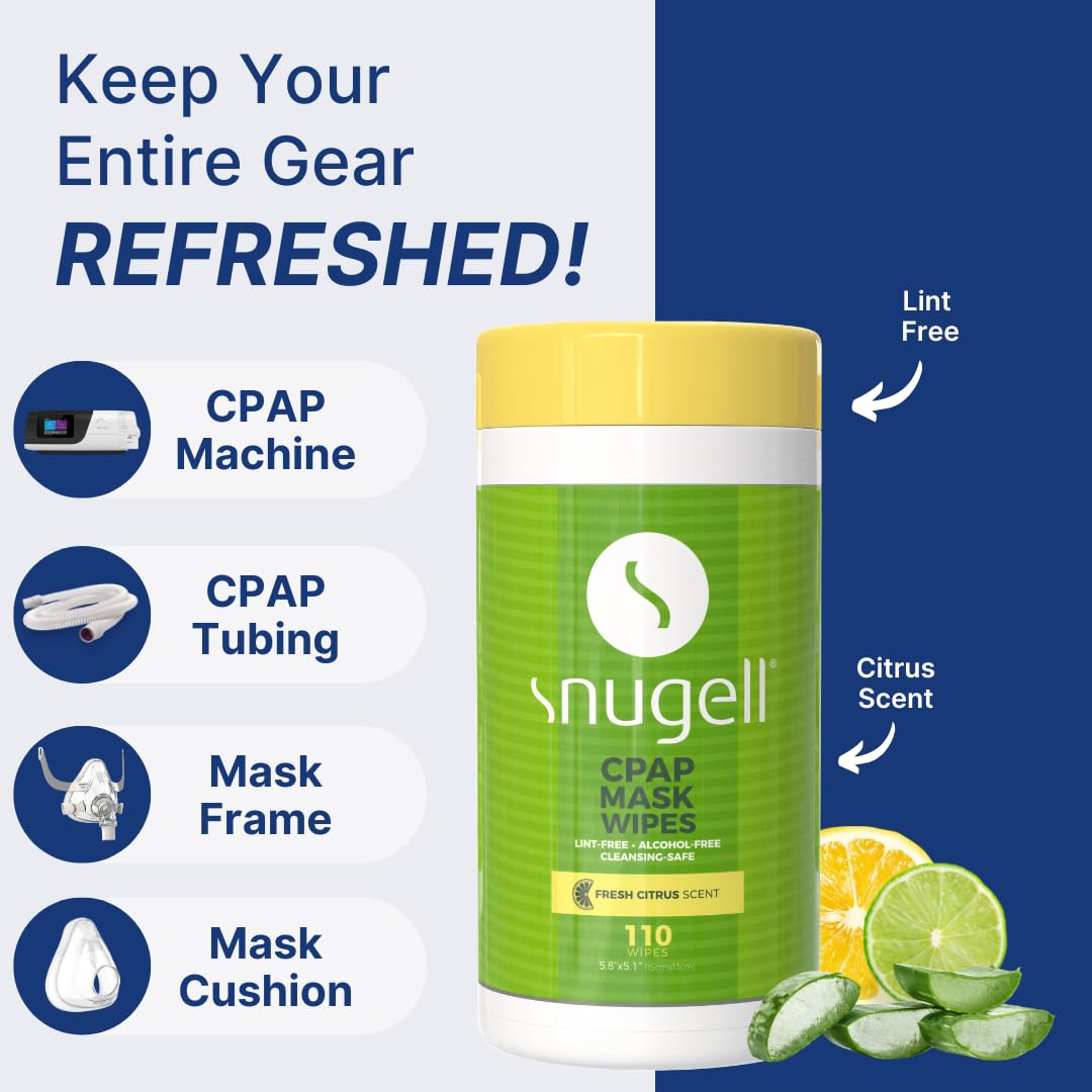 Fórmula sin alcohol de Snugell para cuidado suave de la piel durante la limpieza CPAP.