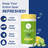 Fórmula sin alcohol de Snugell para cuidado suave de la piel durante la limpieza CPAP.