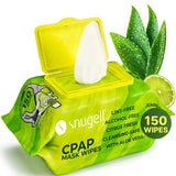 Toallitas Snugell CPAP con algodón suave limpian mascarilla y tubing sin dañar el equipo.