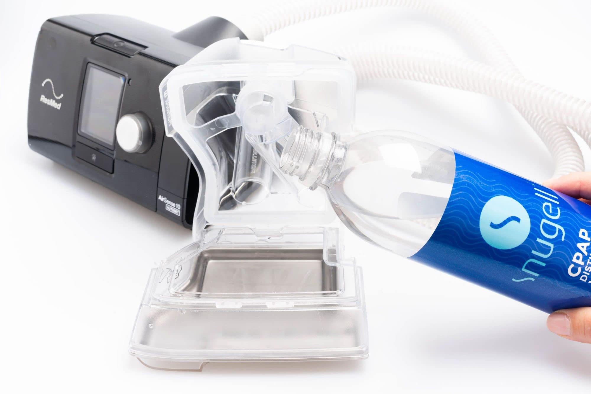 Durabilidad e higiene del CPAP gracias a agua destilada segura Snugell.