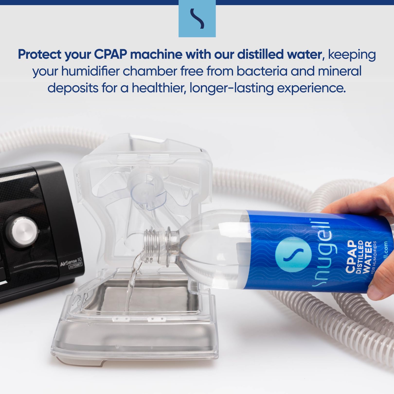 Uso multipropósito con Snugell: agua destilada para CPAP y humidificadores.