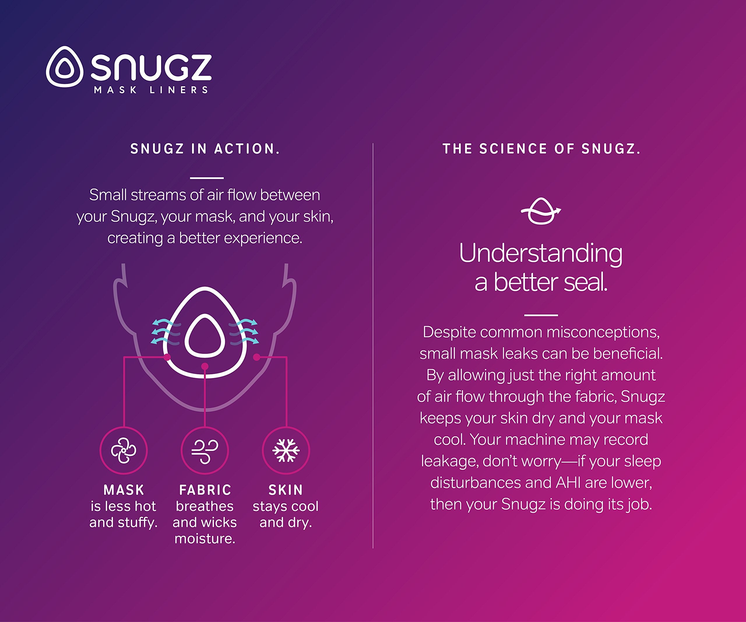 Snugz forro nasal duradero, recomendado para 90 días de uso.