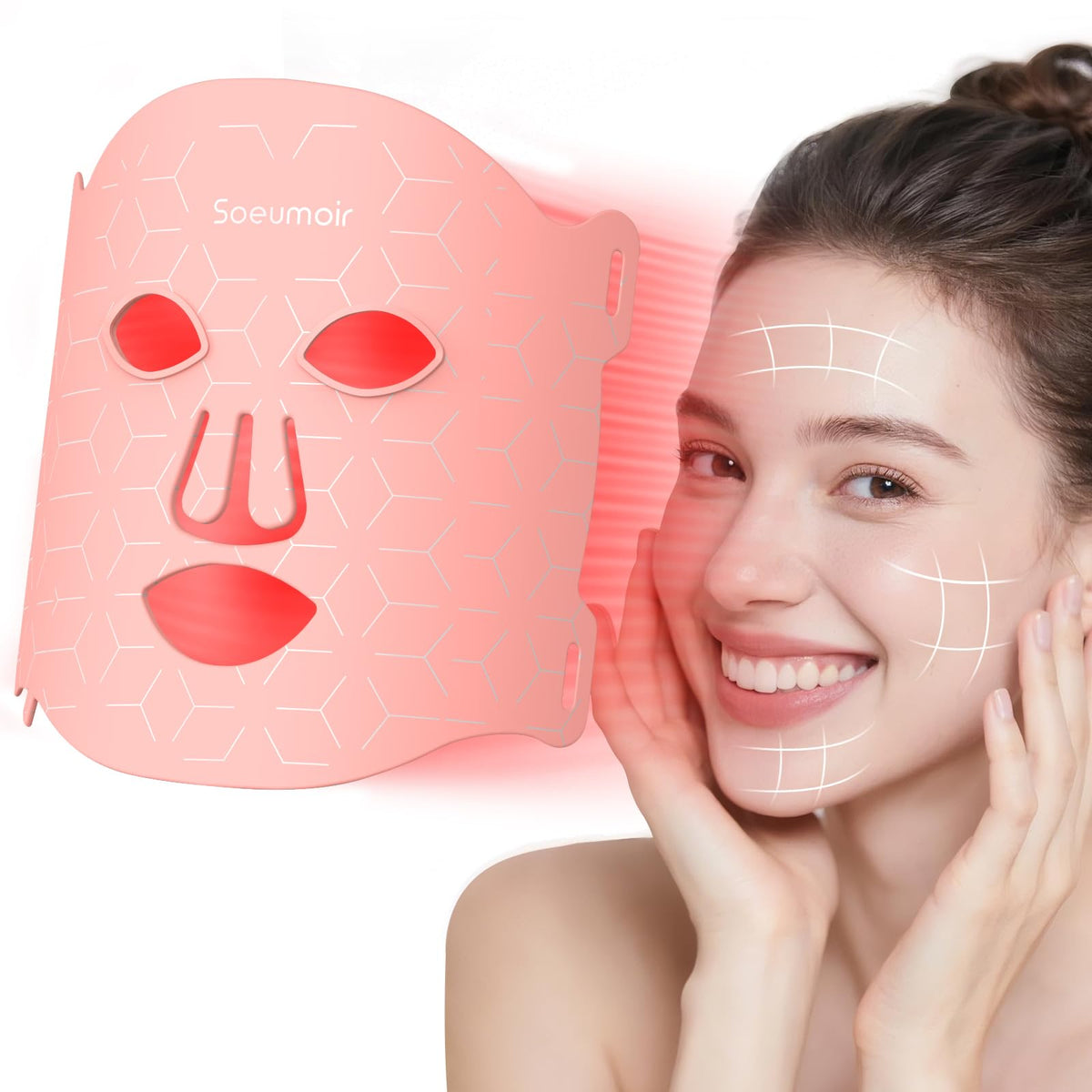 Soeumoir máscara de luz roja 7 colores para cuidado facial diario.
