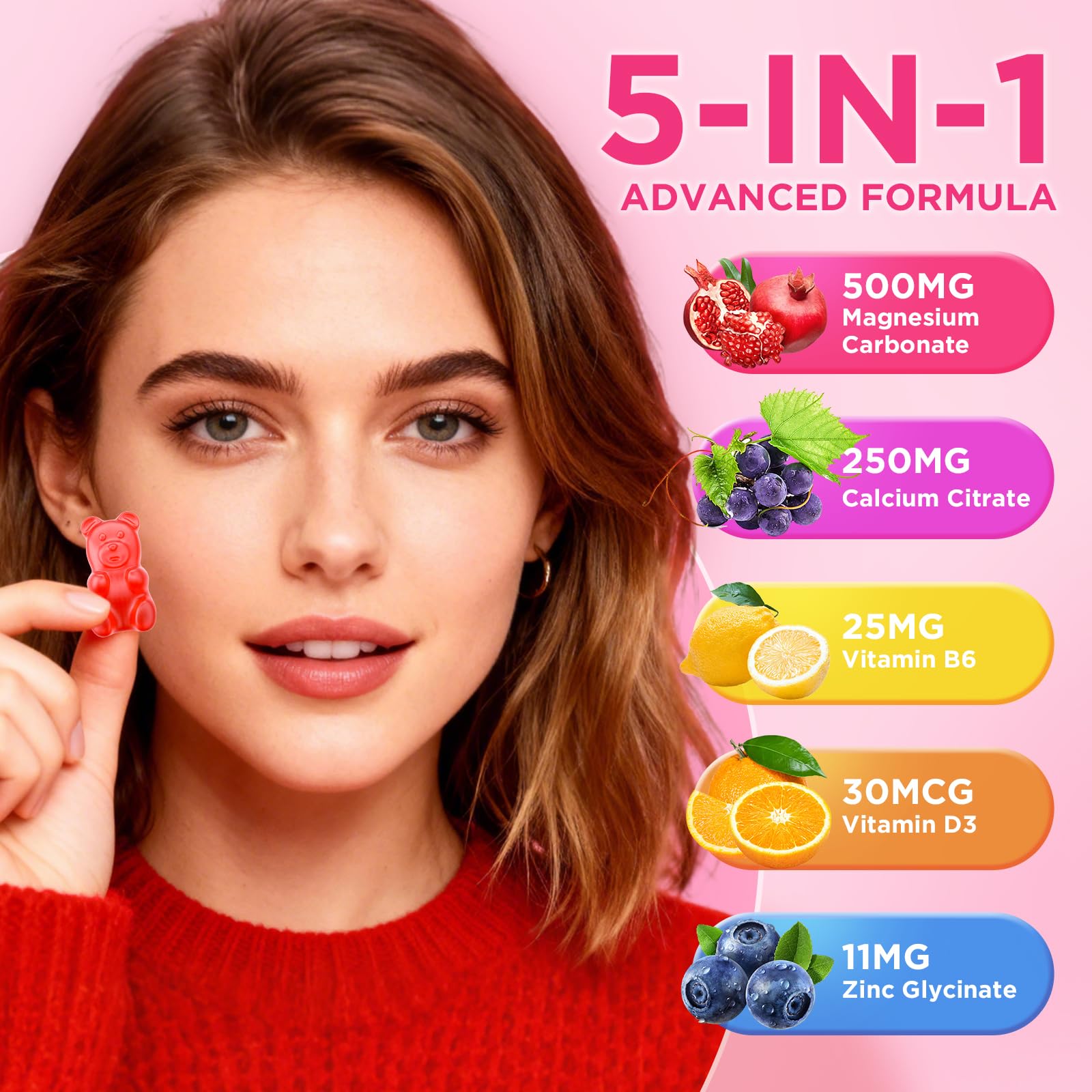 Softbear gominolas de magnesio 500 mg, veganas y organicas, ingredientes de calidad.