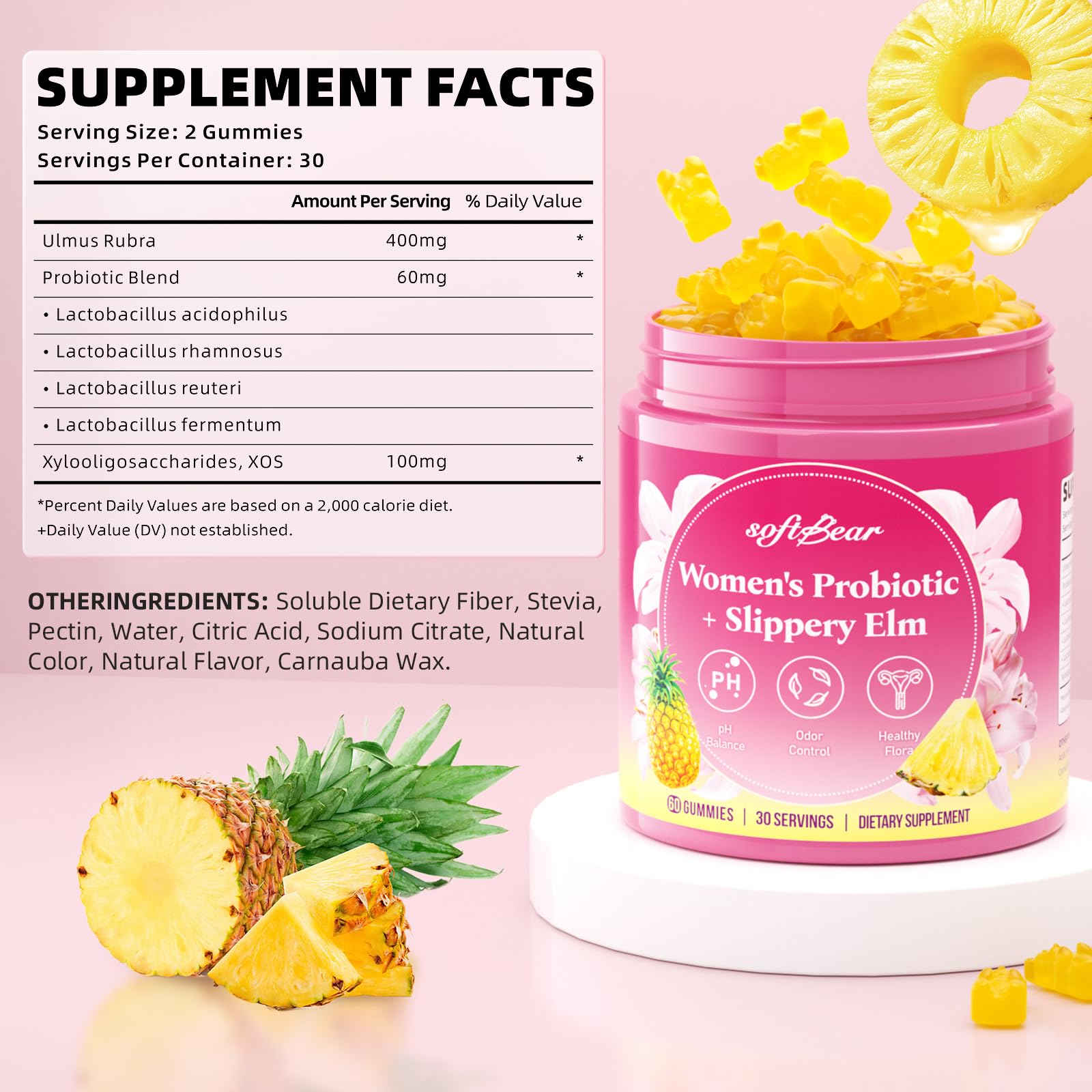 Softbear gomitas de piña sin azúcar para balance de pH diario